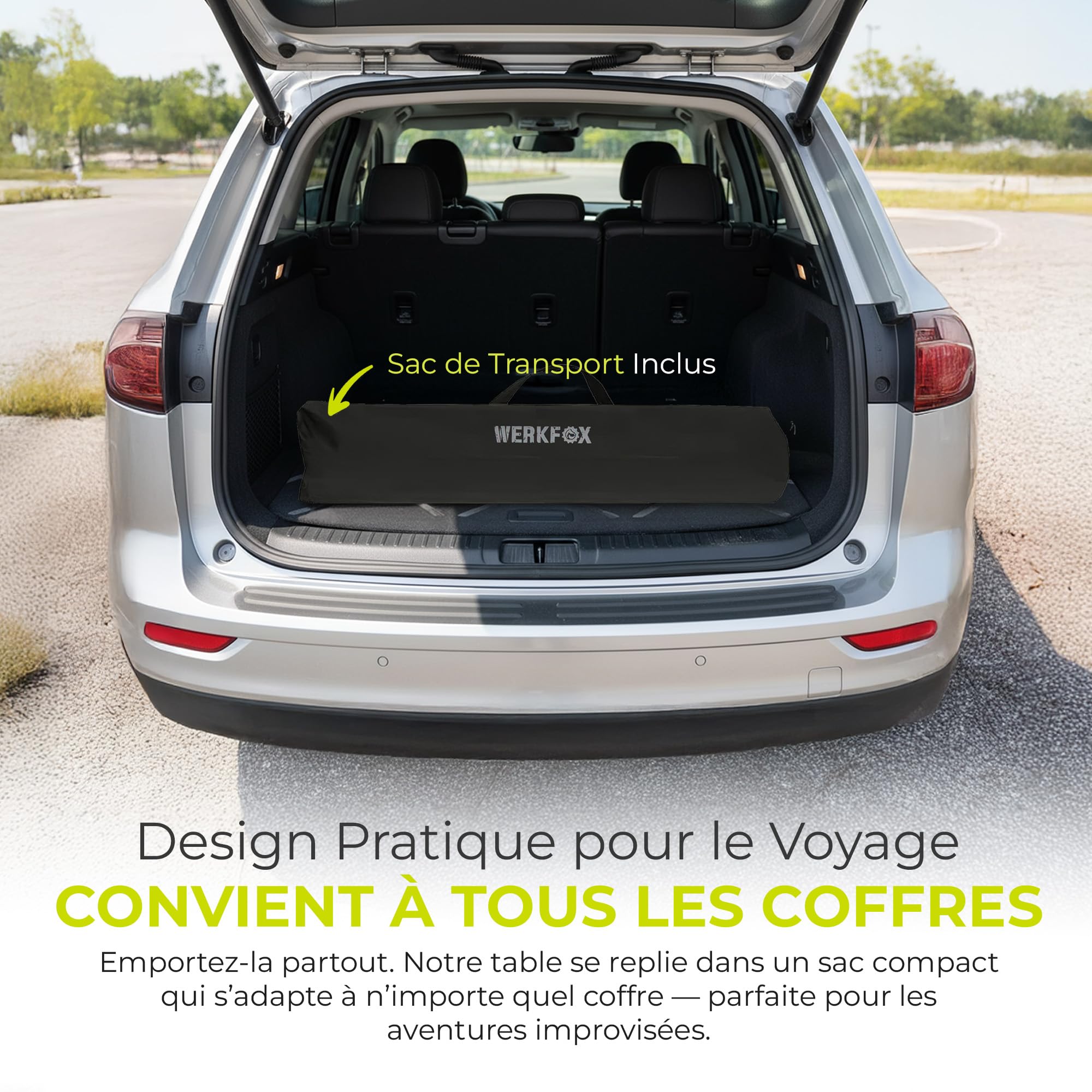 Table de Camping Table Multifonctions Pliante Table Polyvalente ; Table Pliante réglable en Hauteur avec Plateau de Table Enroulable (90x51cm) & Sac de Transport ; supporte jusqu'à 30kg