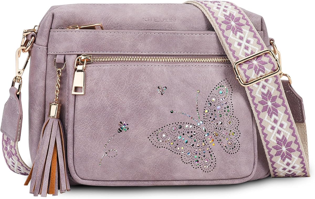 Bolso cruzado para mujer Bolso cruzado de cuero de moda Bolso de hombro Diseño de mariposa