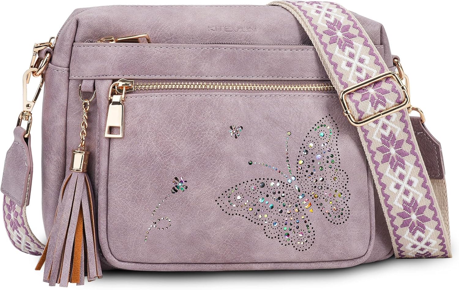 crossbody bags for women trendy leather crossbody purse shoulder handbags butterfly design 01-purple