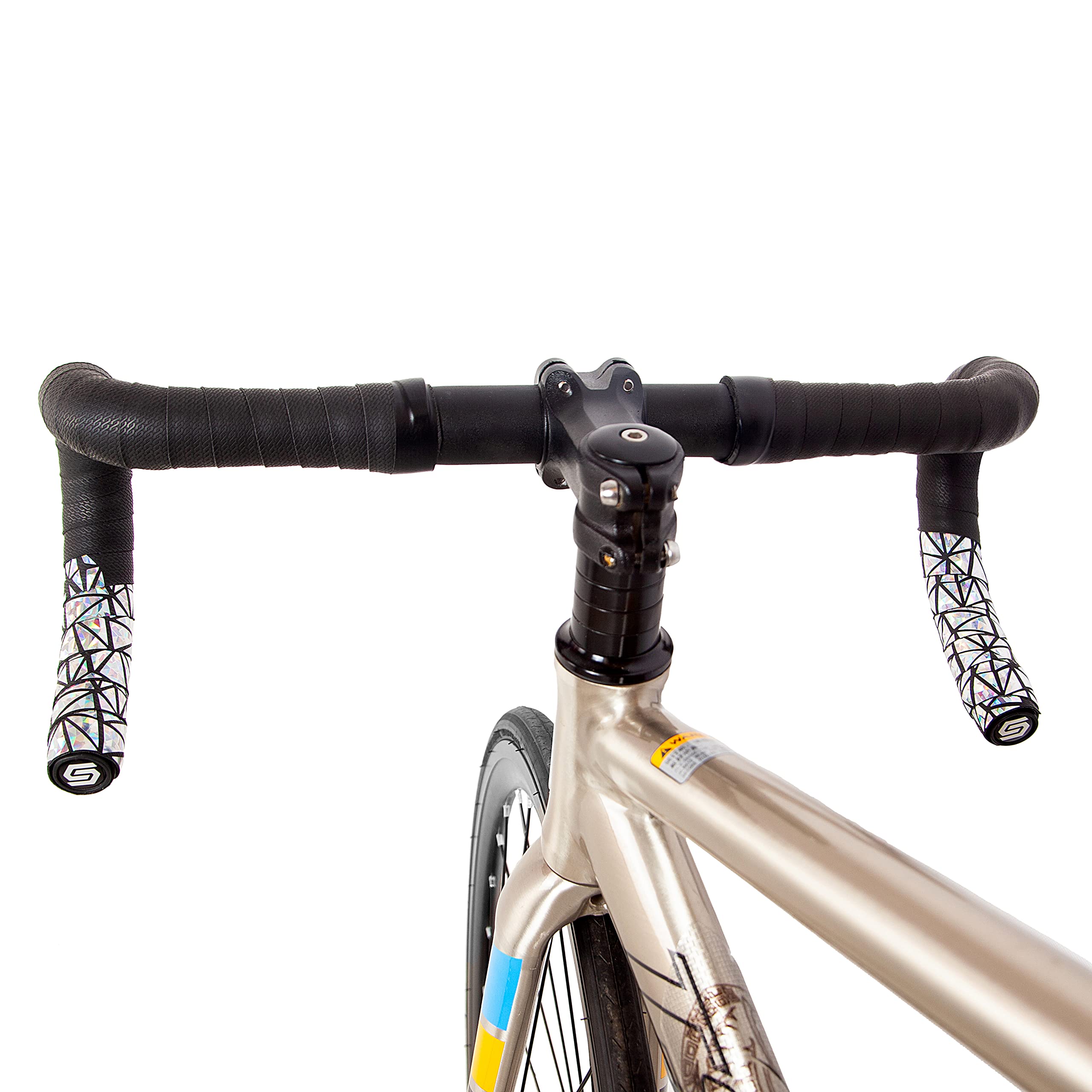 Road Bike Handlebar Tapes Made,EVA+PU Leather, Reflective Gradient Color Road Bicycle Bar Tape Fixed Gear Bike Handlebar Tapes,Anti-Slip Racing Bike Handle Wraps-2 Rolls (Reflective -Silver)