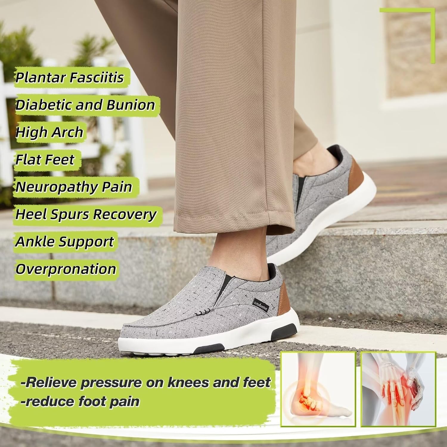 OrthoComfoot Women's Orthopedic Slip-On Loafers Walking Shoes: Comfortable Plantar Fasciitis Loafers with Arch Support for Flat Feet, Casual Orthotic Shoes for Foot and Heel Pain Relief - Image 4