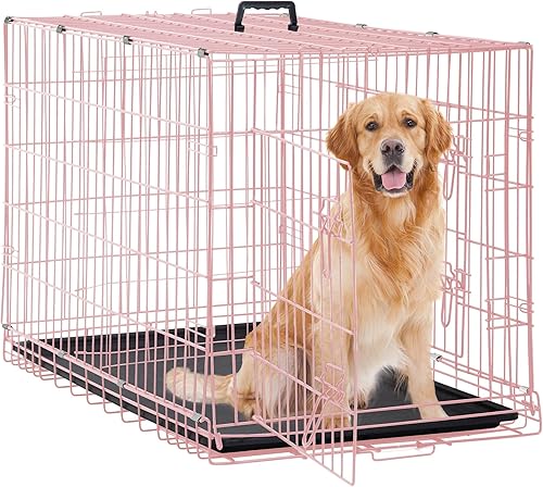 Miniatura 6 de Jaulas extra grandes de 48 pulgadas para perros medianos, plegables de doble puerta, XXL, para perros grandes, para interiores y exteriores, jaulas