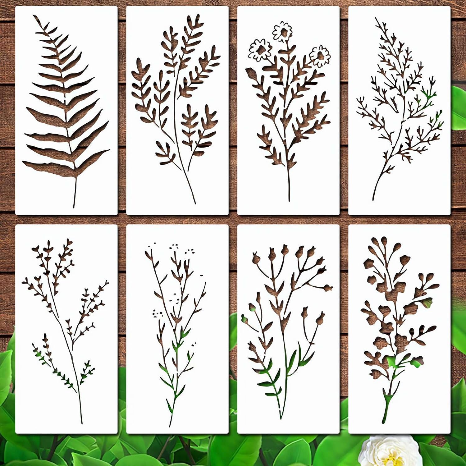 Large Flower Stencils for Wood Fence, 8pcs Garden Fence Large Flower
