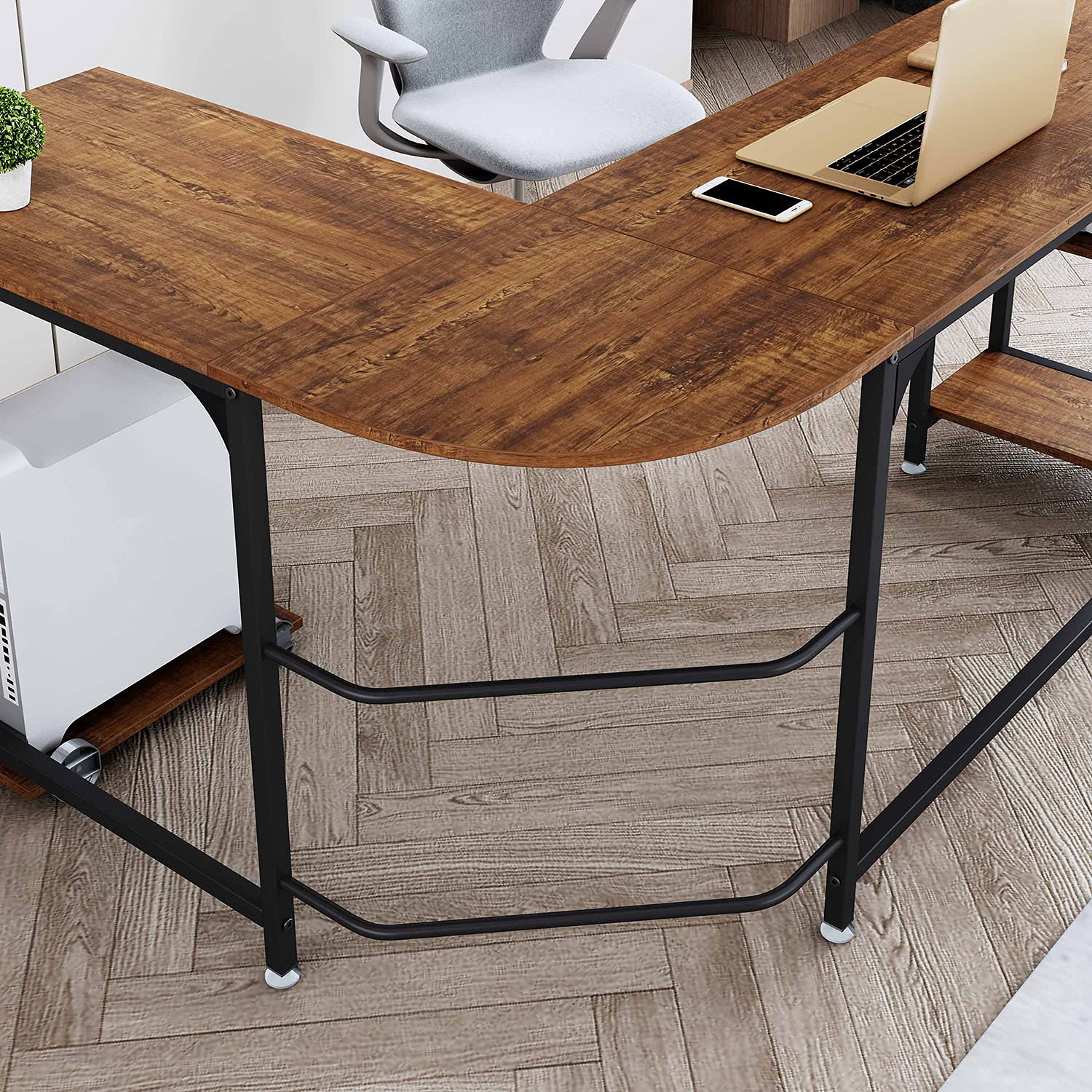 USHOW Computer Desk,66Inch LShaped Corner Desk,Home Office Study