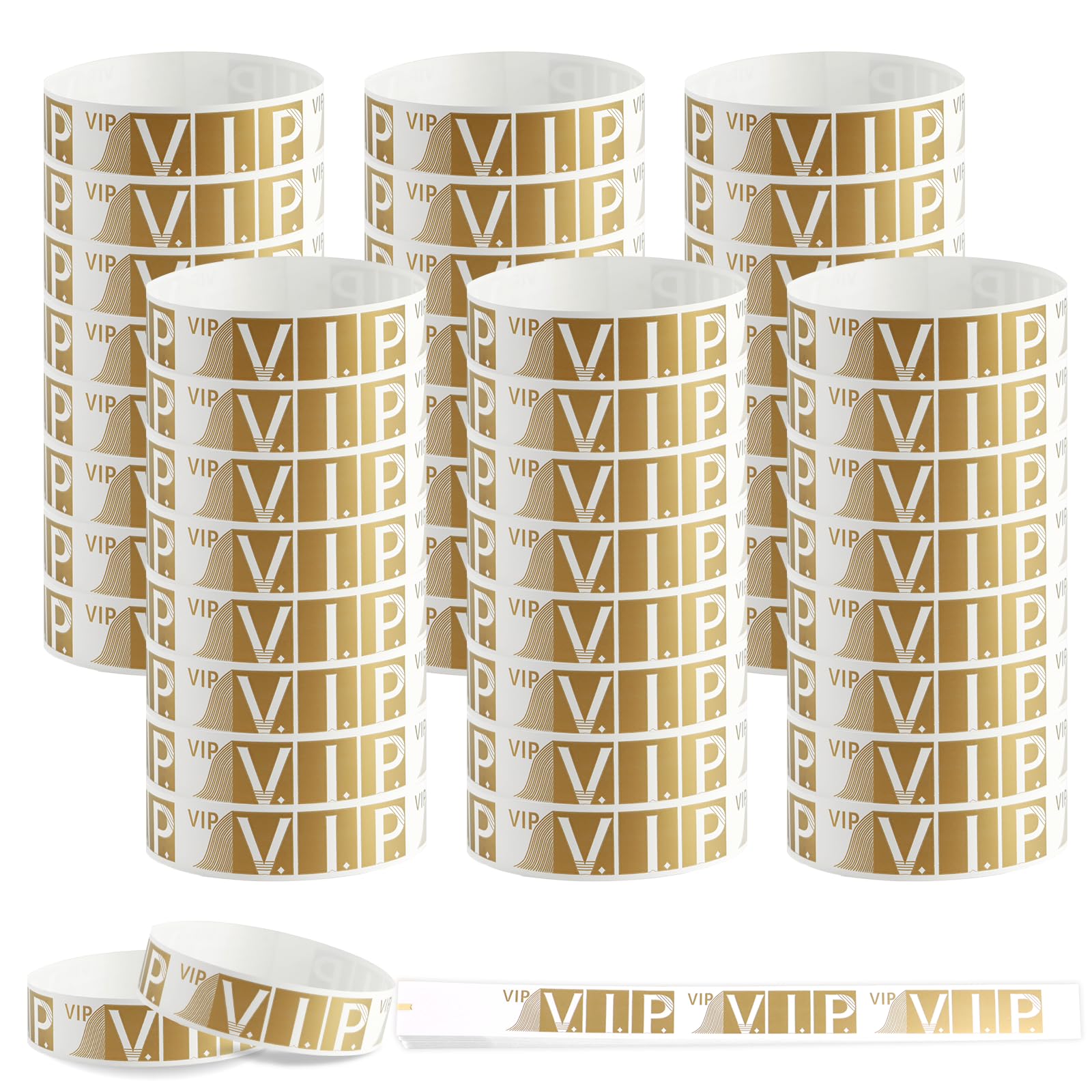 400 Piezas Pulseras Papel VIP para Eventos, Pulseras Impermeables Pulseras VIP para Fiestas Conciertos, Pulseras de Entrada para Discotecas Doradas Pulseras Vip para Parques de Atracciones