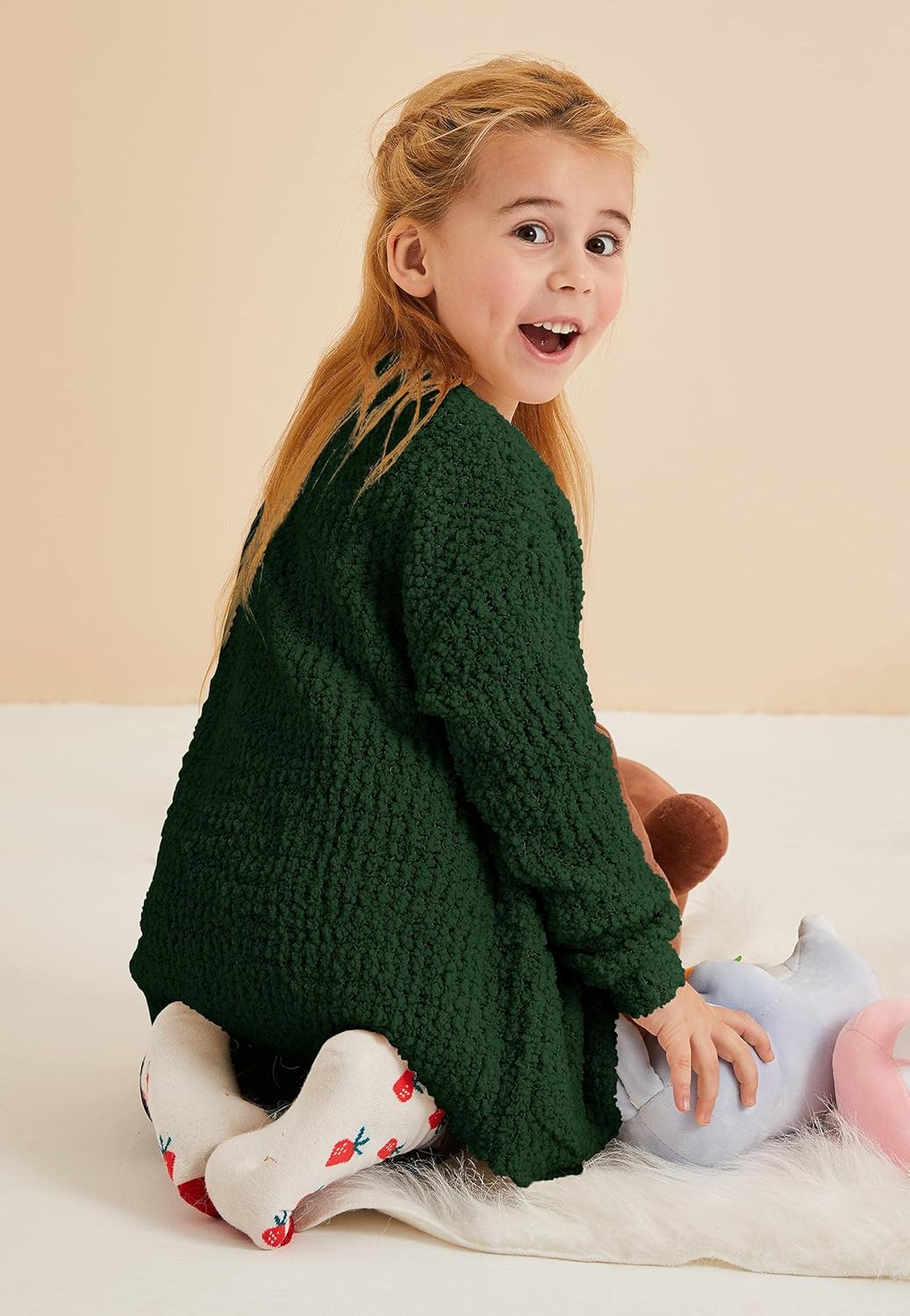 Girls Casual Open Front Long Sleeve Cardigan Pocket Fashion Sweater Outwear - Image 3