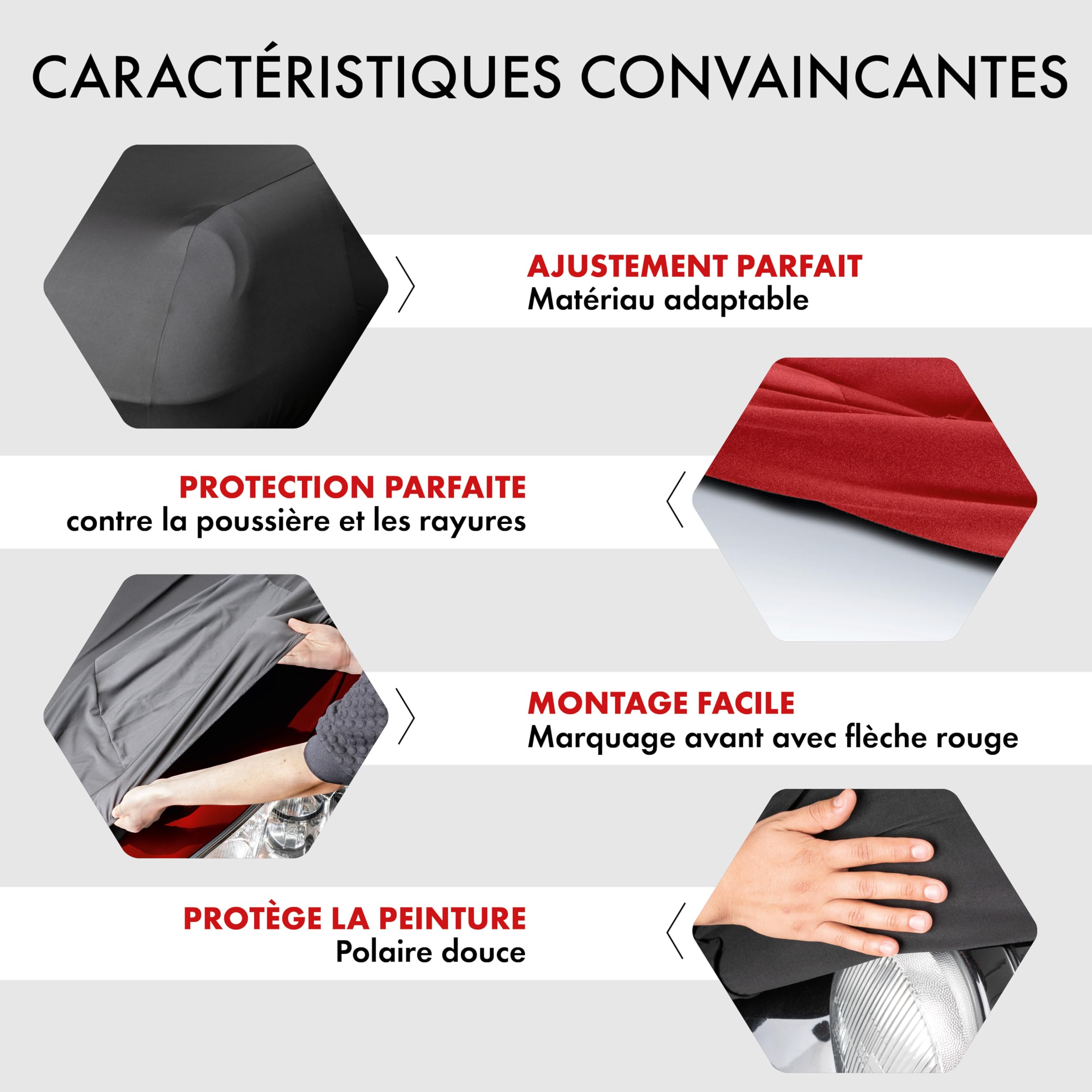 WALSER Premium Housse de Voiture d’intérieur - Protection complète, Tissu élastique et Respirant, Anti-poussière, Doublure Douce, Ajustement serré, Indoor Stretch Plus, Taille 2 Voiture Rouge