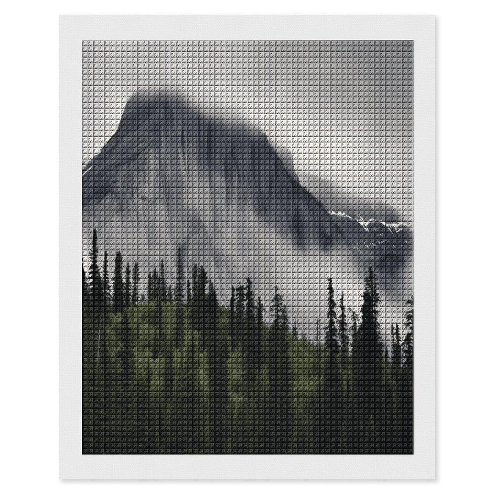 FodPand Canadian Smokey Mountain Cliff Diamond Painting Kit for Beginner Fun 5D DIY Crafts for Adults Diamond Art Kits Square Diamond Art Canvas Painting Gem Art Crafts for Home Wall Decor 16"x20"