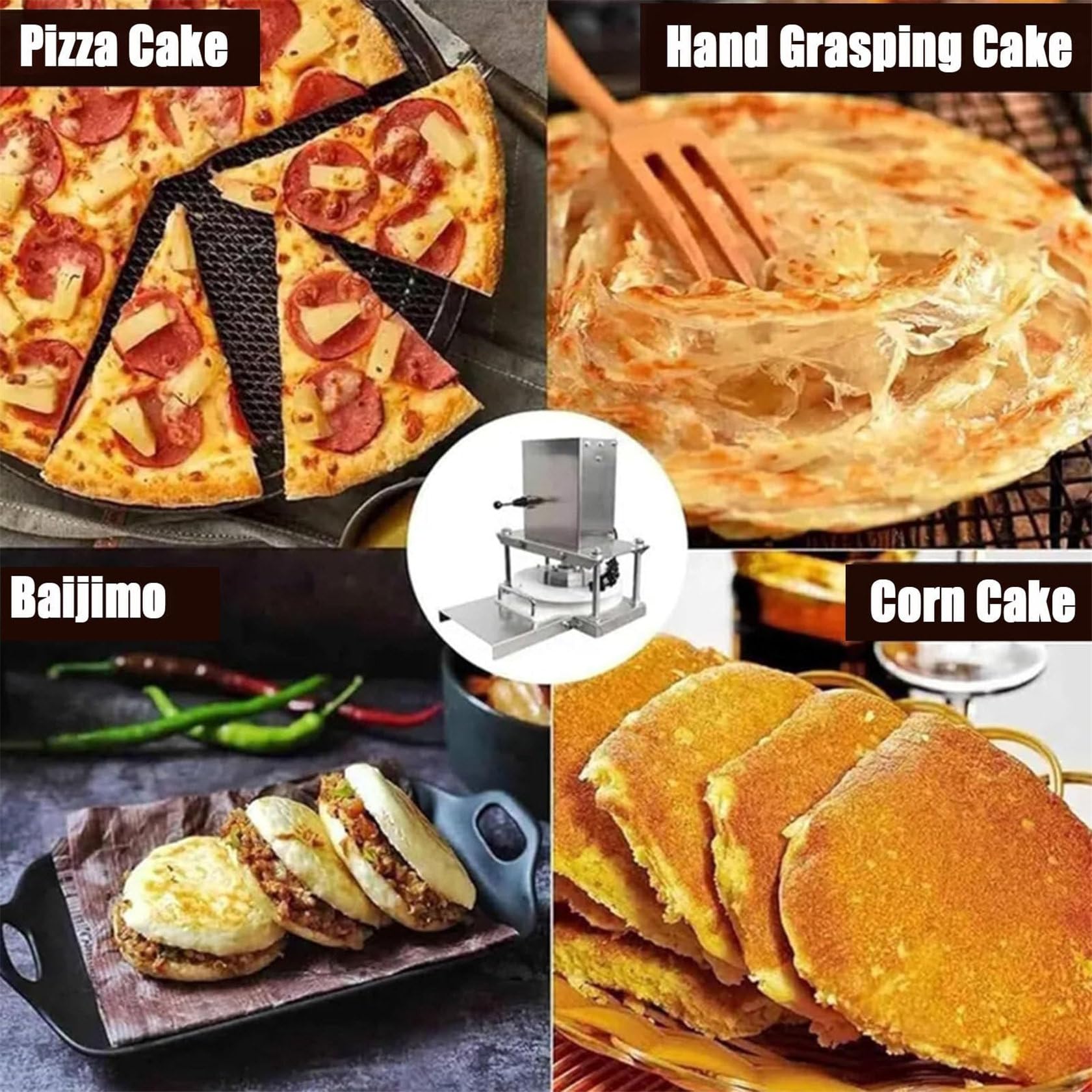 RENJJPBO Home Pizza Dough Press, Dough Flattener, Dough Roller, with Round Plate, Extendable Tray, Adjustable Thickness, Household Kitchen Tool for Pastry Making,22cm (30cm)