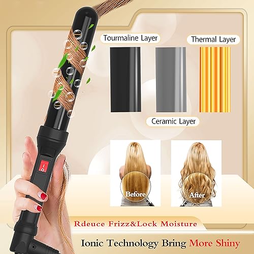 Miniatura 3 de MICSTA Plancha rizadora de iones negativos con revestimiento de cerámica larga y 1.75 pulgadas de ancho para cabello grueso