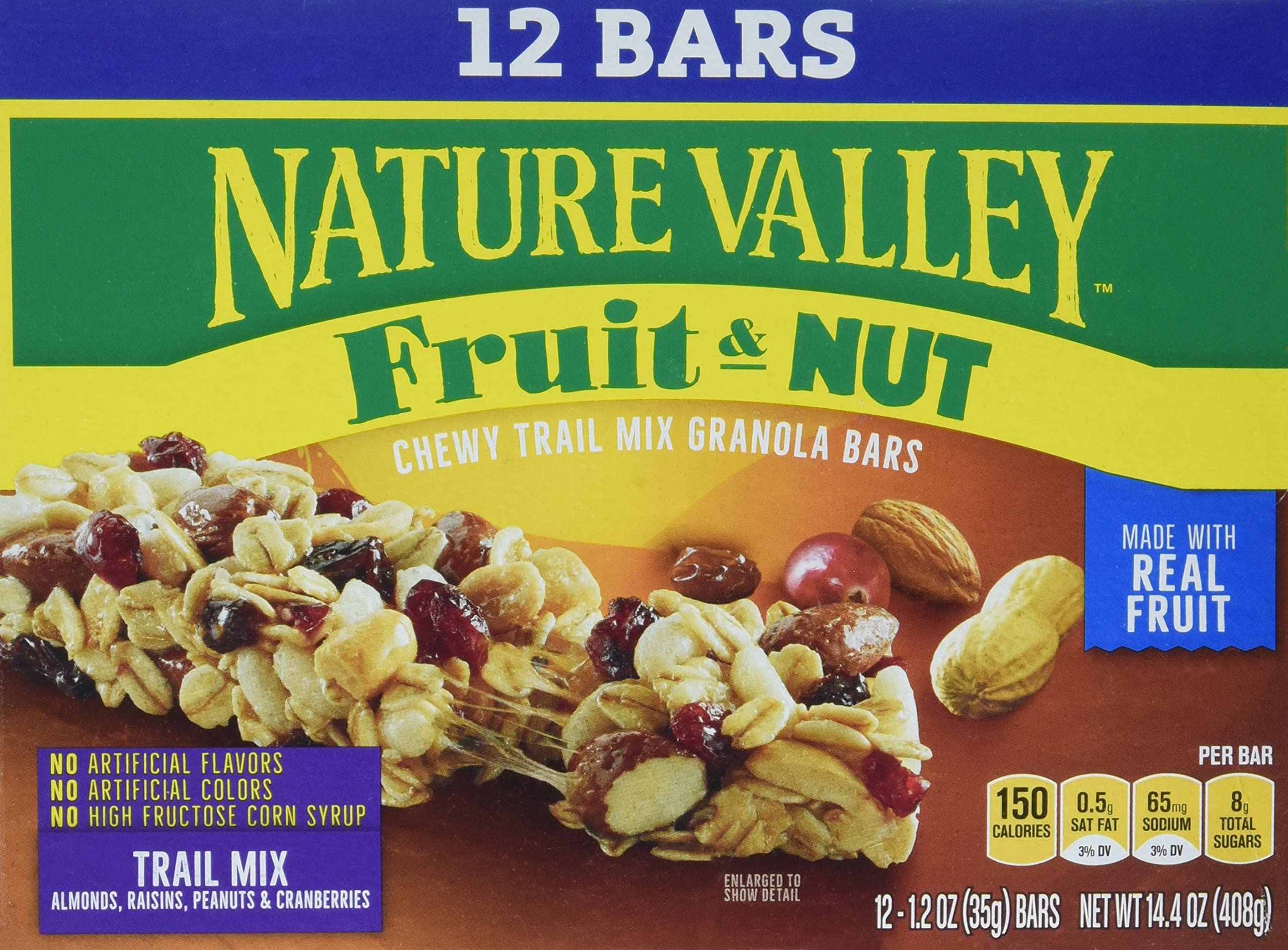 Nature Valley Chewy Fruit and Nut Granola Bars, Trail Mix Snack Bars, 12 ct, 14.4 OZ