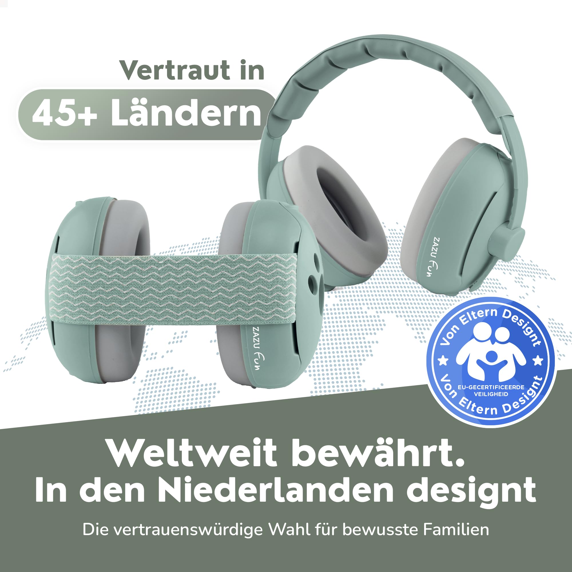 ZAZU Kinder Gehörschutz-Kopfbügel & Kopfband Set – Lärmschutz für Babys und Kleinkinder 0–48 Monate – sanft, verstellbar & anpassbar in verschiedenen Farben