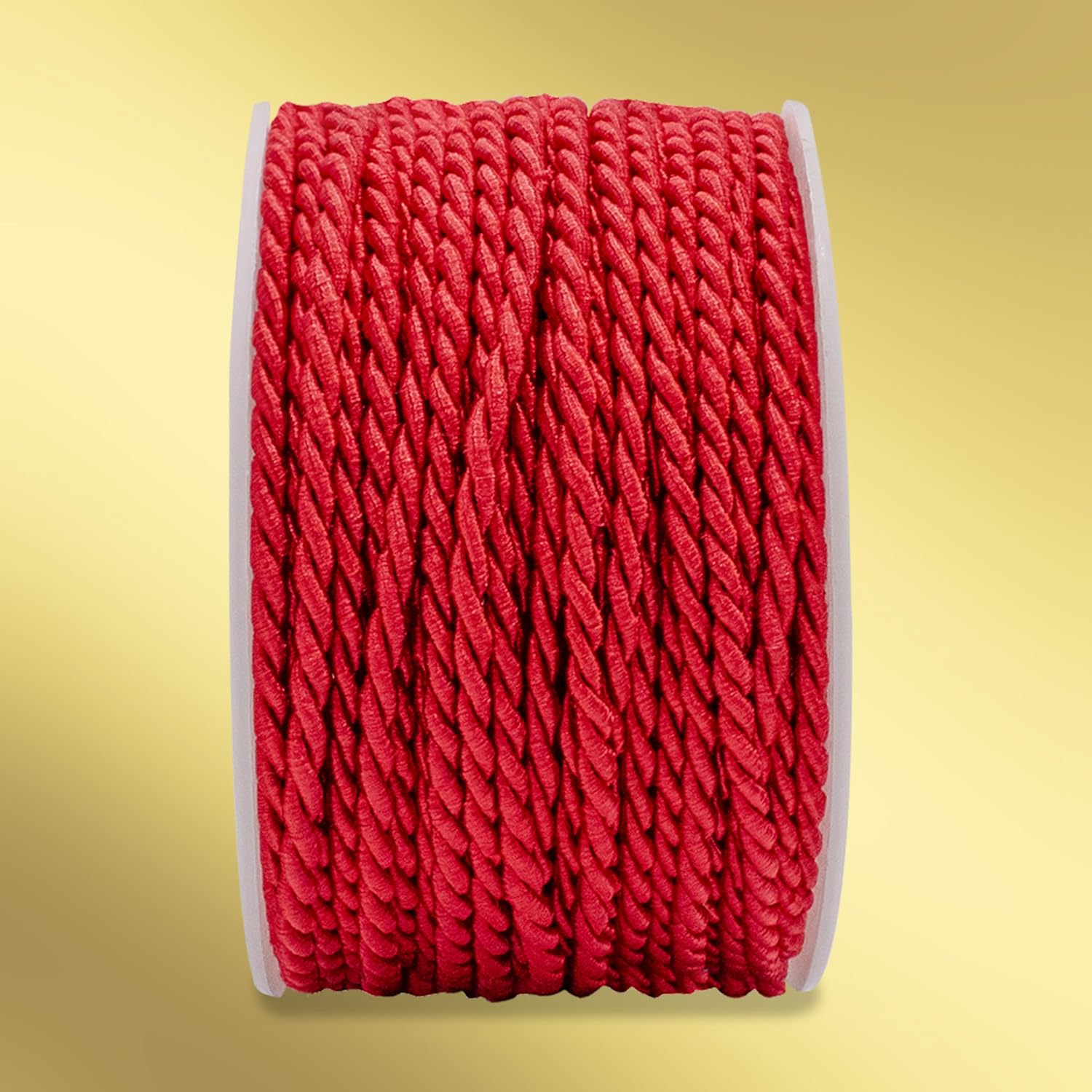 3mm Red Cord, Braided Ribbon Roll Elegant Cord for Gift Wrapping, Christmas, Valentine's Day, New Year, Crafts, Polyester Cotton - 3mm x 25m