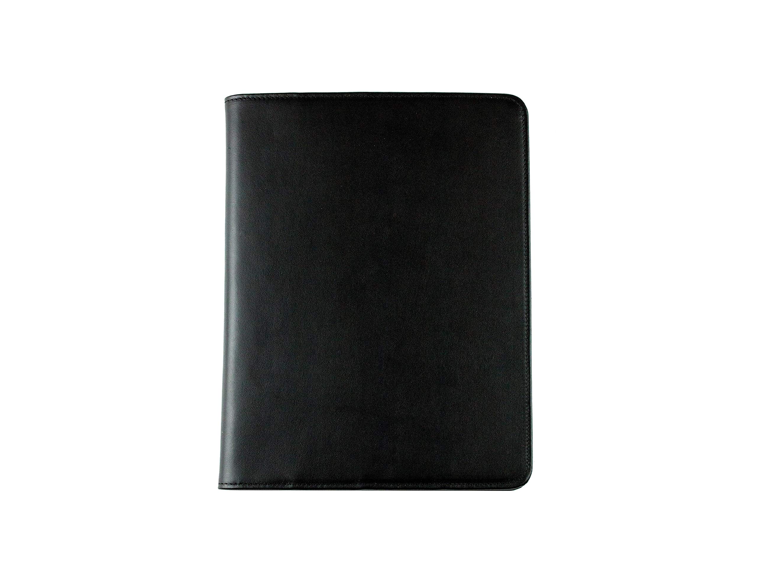 DELMON VARONE - Personalisierbares Notizbuch-Etui ideal als Planer, Organizer DIN B5 Boxcalf Premium Leder schwarz - Punktiert im Hardcover Ledereinband mit Stiftschlaufe, Einschubfächer, Merkband