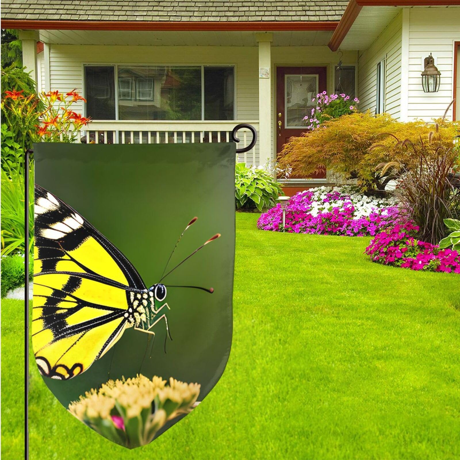 Baccessor Sommerflagge Mit Blumen & Schmetterlingen – 32,5 X 45,7 Cm, Doppelseitig, Aus Wetterfester Sackleine