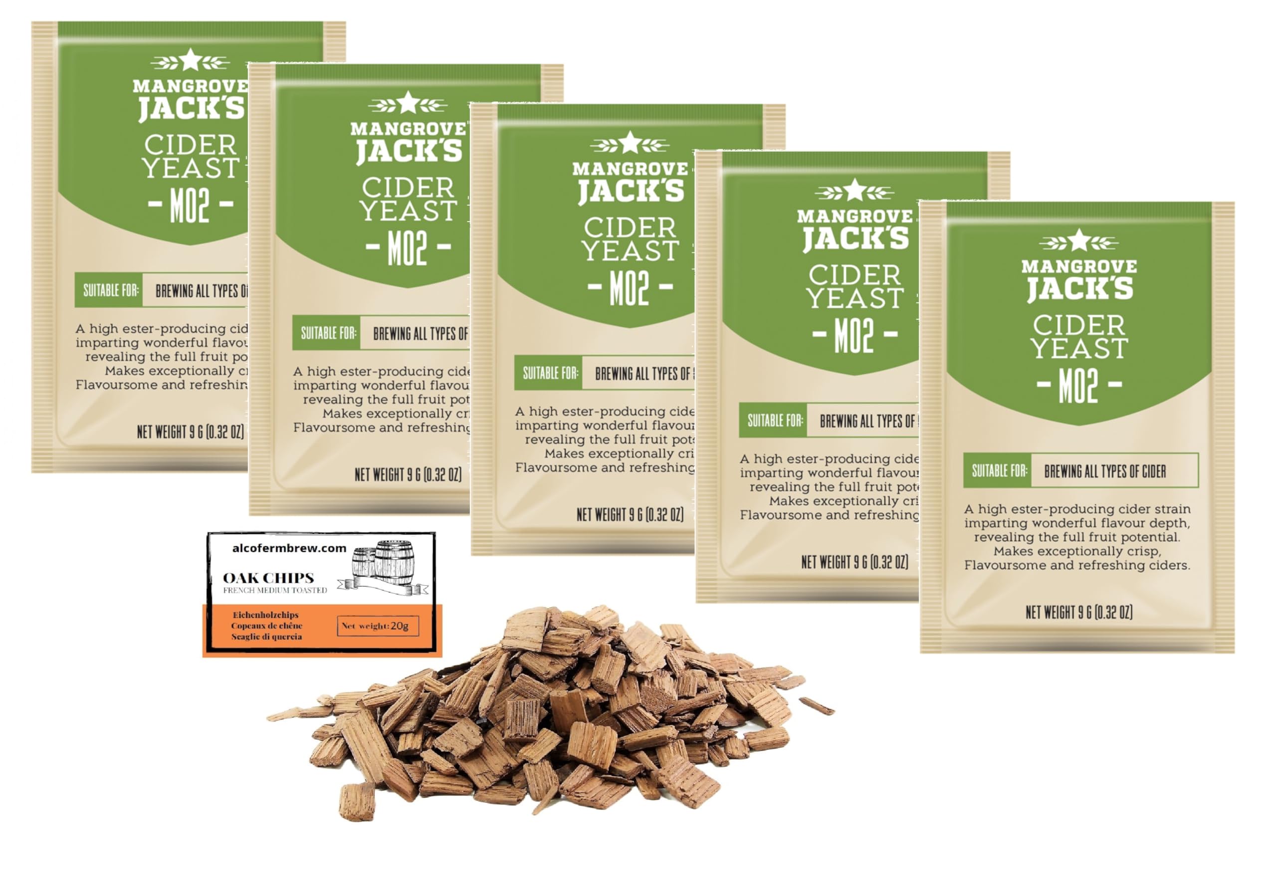 5 x Levadura Mangrove Jack’s M02 9g – Para Sidra Clara de Frutas, Aroma Intenso y Alta Eficiencia