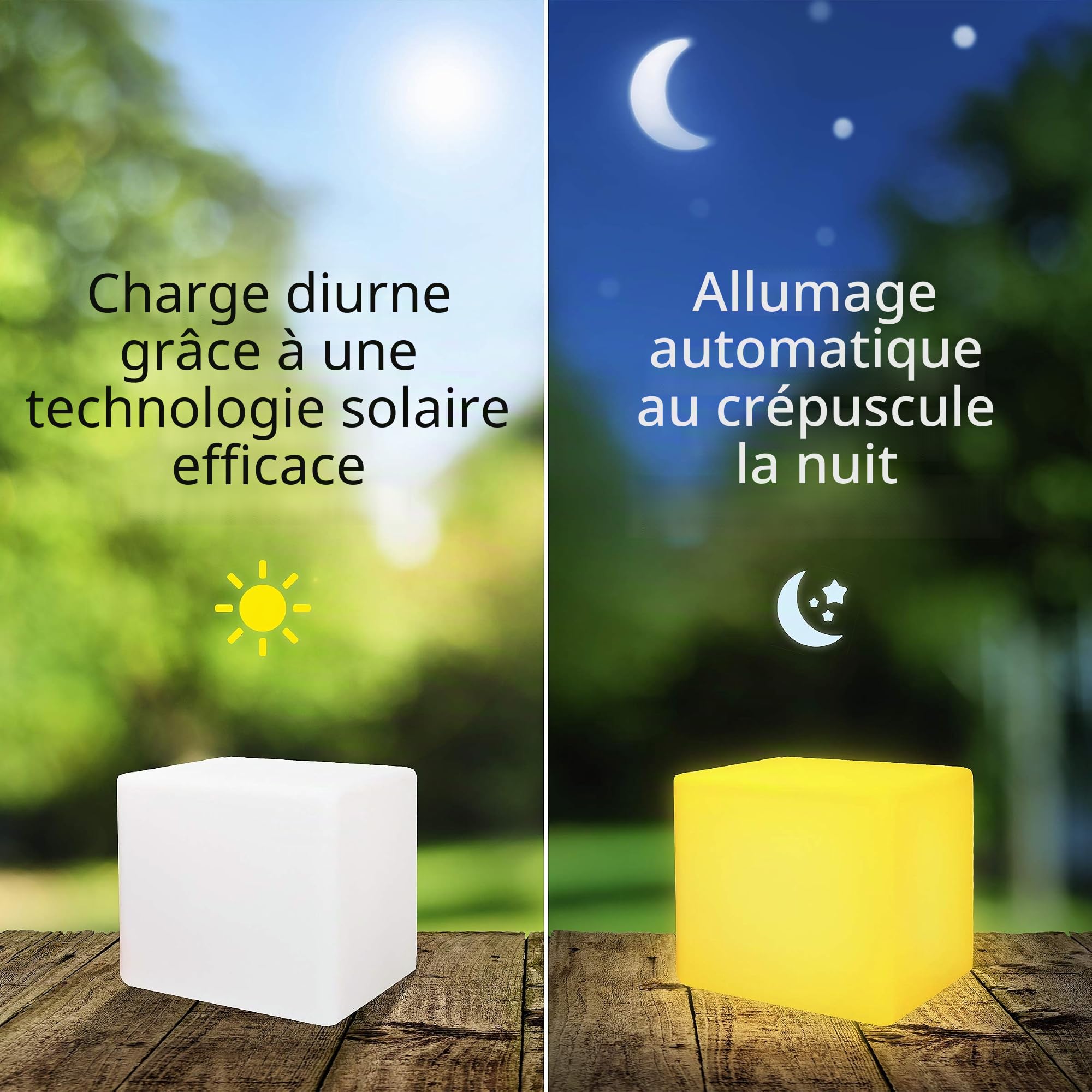 Bonetti Cube lumineux solaire à LED IP67 / RVB 8 couleurs changeantes Lampe décorative de jardin Env. 30 x 30 cm