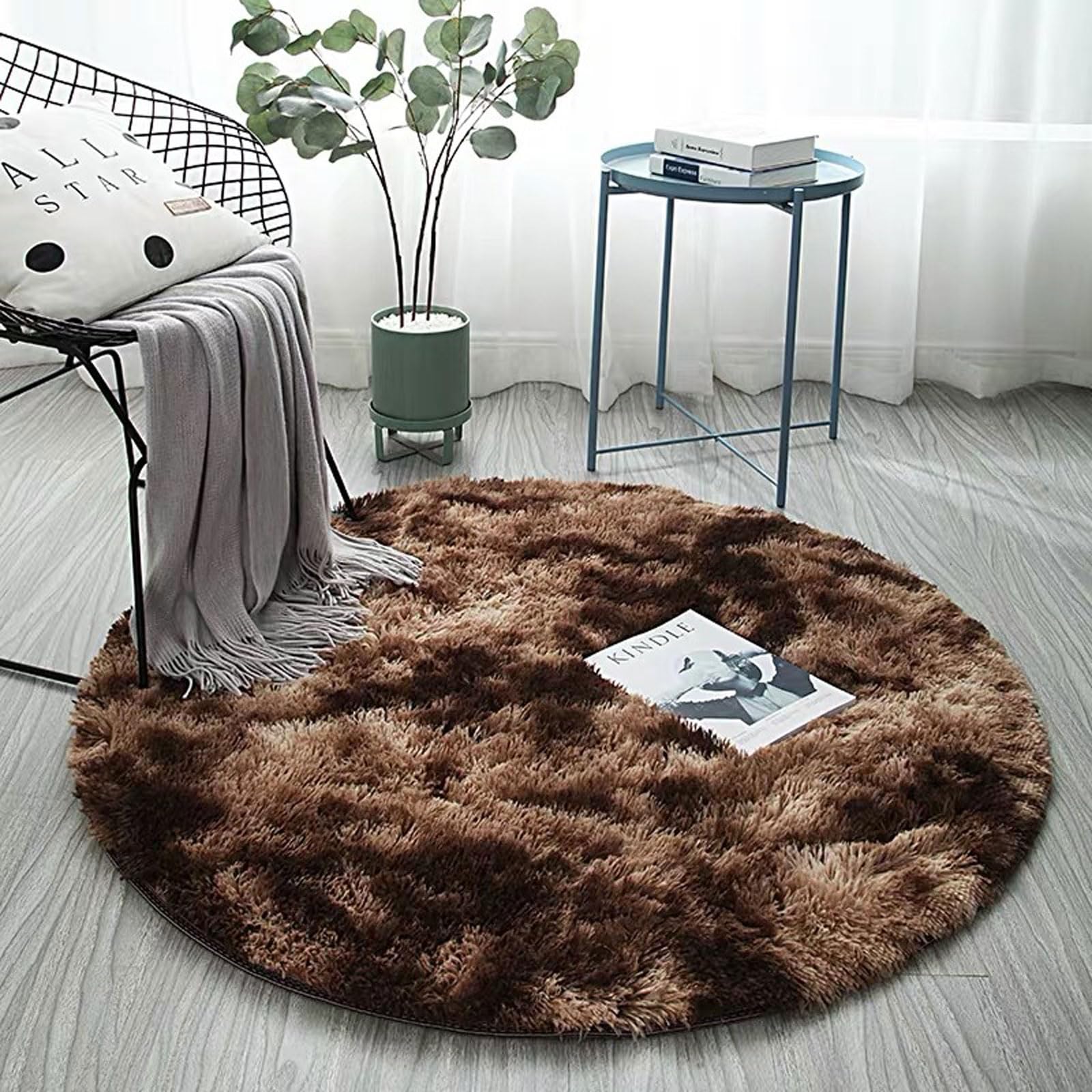 OPFdfhDFH Carpets, Room Decorative Area Rugs Non Shedding Dense Super Soft Fluffy Rug,for Bedroom Living Dining(Brown,160 * 160)