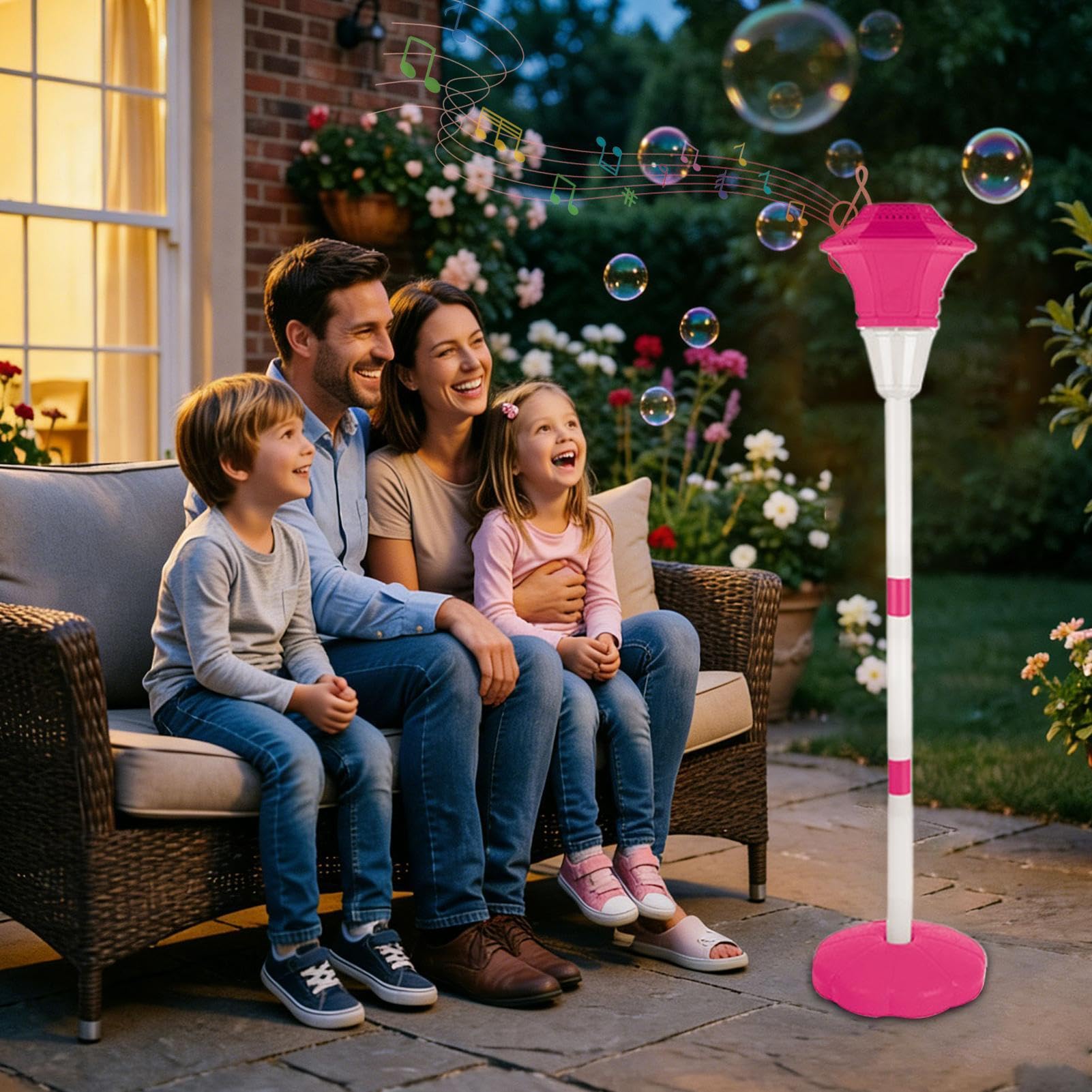 Macchina Bolle A Bacchetta Soffice giocattolo ricaricabile 10 fori a | Con Musica E LED Da Terra Regolabile E Bacchetta Bolle Bambini In Piedi Per Spiaggia, Giardino
