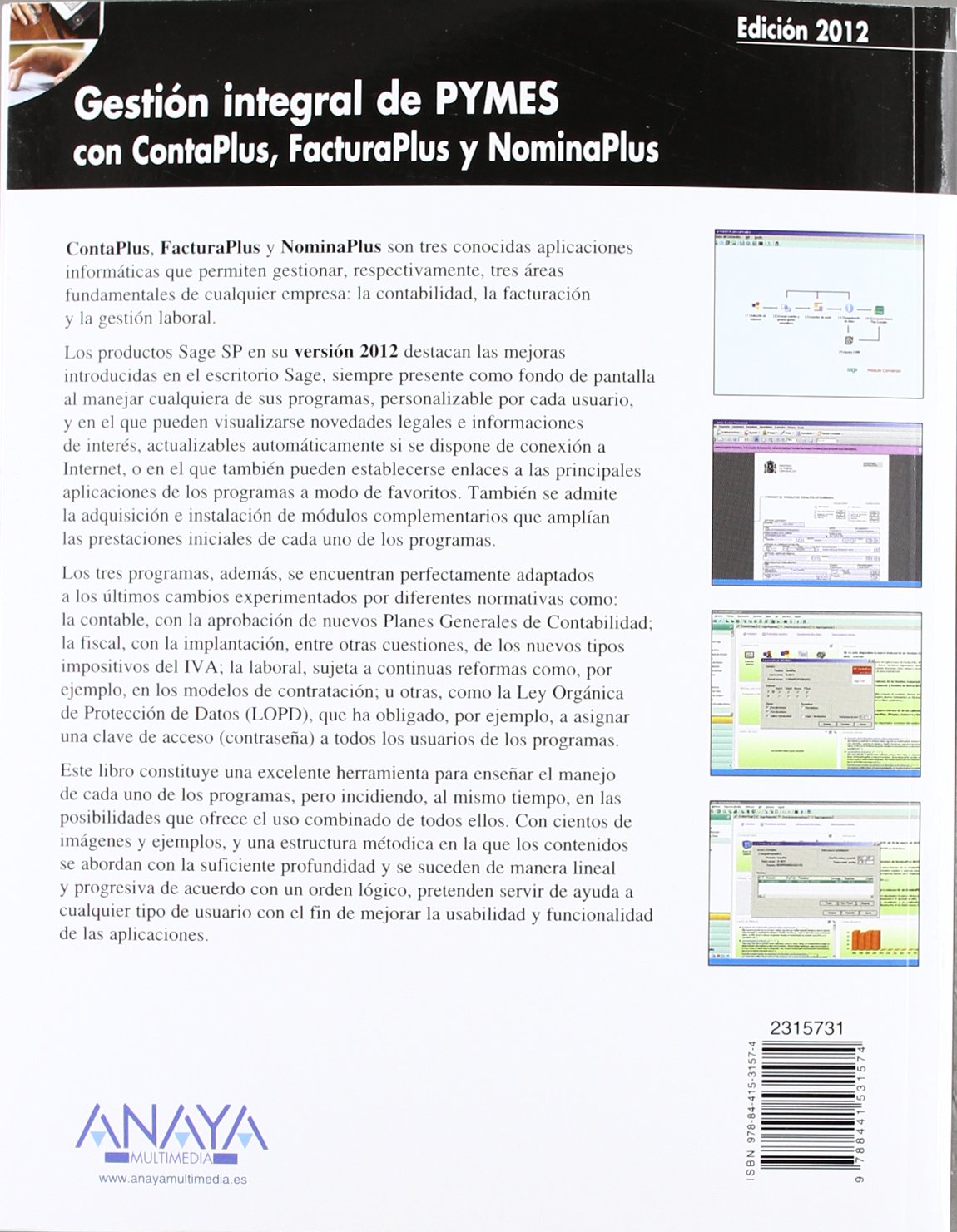 Gestión integral de PYMES con ContaPlus, FacturaPlus y NominaPlus. Edición 2012 (Títulos Especiales)