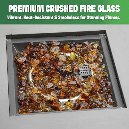 Miniatura 5 de Mr. Fireglass Vidrio de fuego triturado para chimenea natural o propano y paisajismo, ámbar de alto brillo de 10 libras