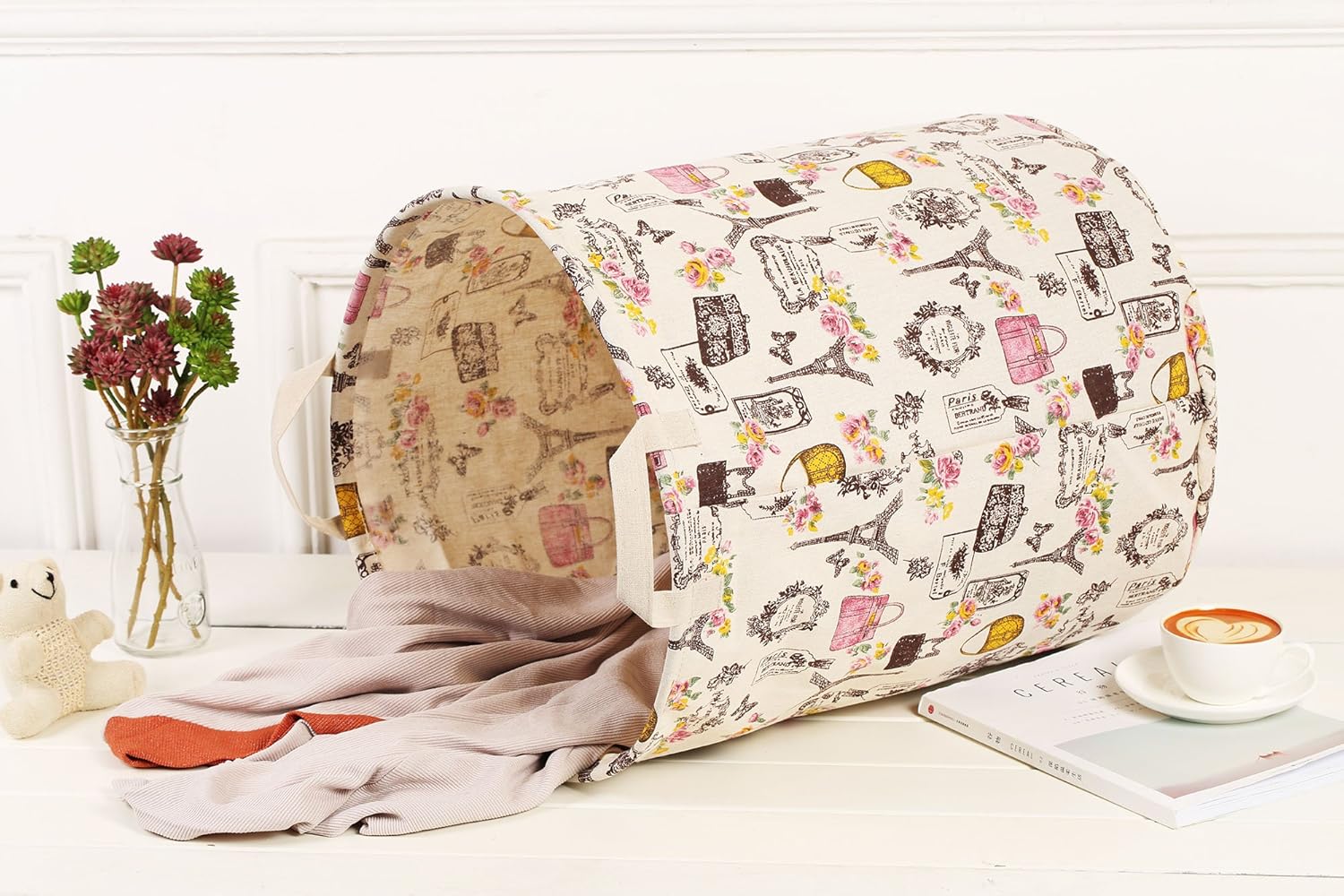 Merdes 19.7’’ Waterproof Foldable Laundry Hamper, Dirty Clothes Laundry Basket, Linen Bin Storage Organizer for Toy Collection (Paris) - Image 7