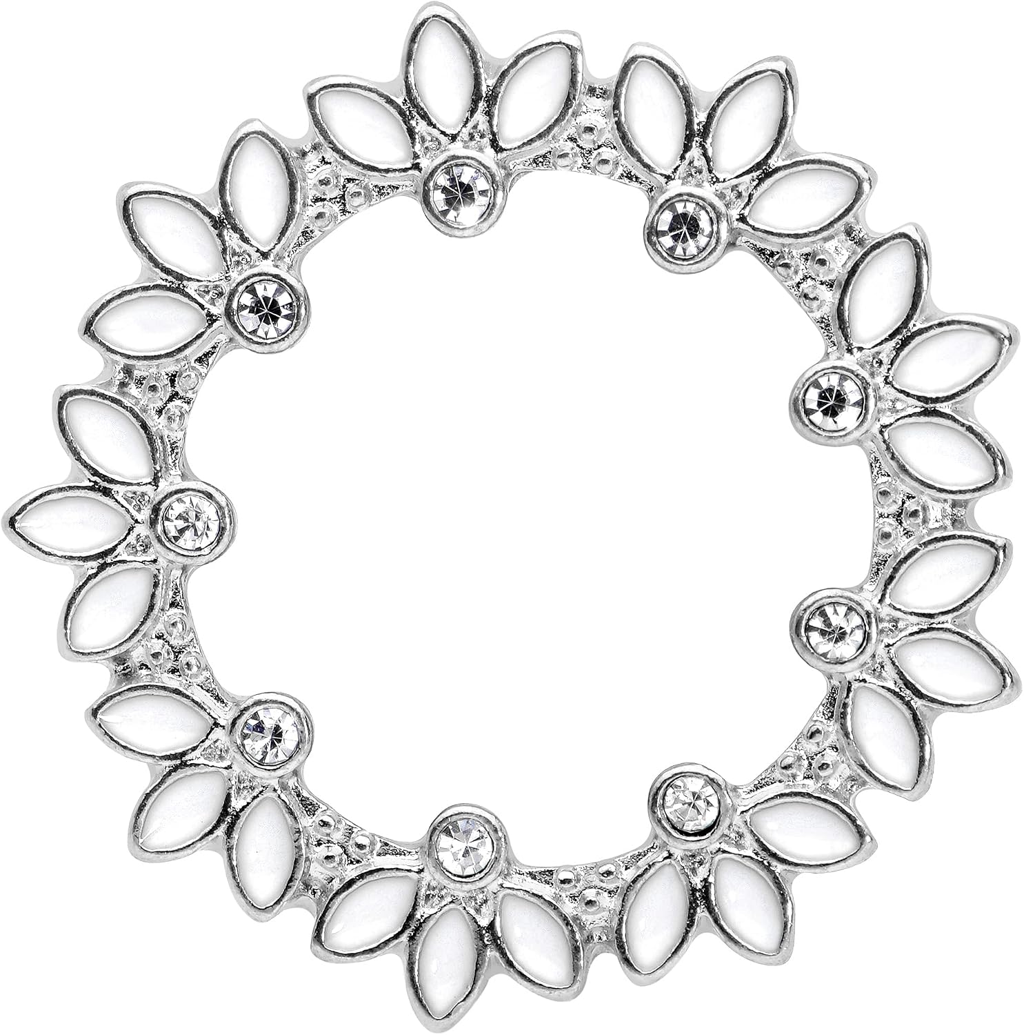 Body Candy 2Pc Womens 316L Steel White Leaves 5/8" Double Flare Screw Fit Tunnel Plug Ear Plug Gauges Set
