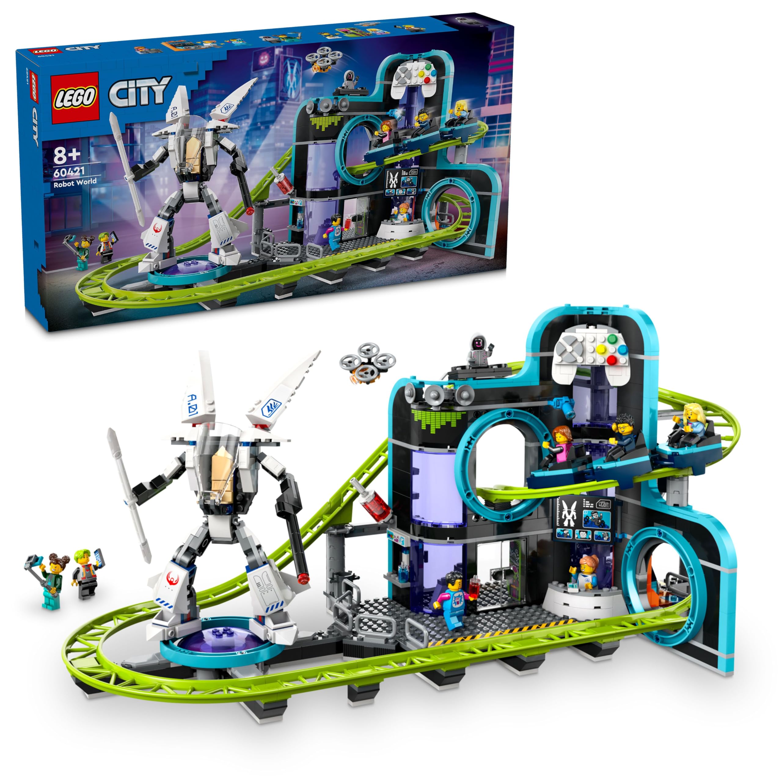 LEGO City Robot World Roller-Coaster Park Toy 60421 Building Blocks Toys for 8+ Gift for Boys and Girls