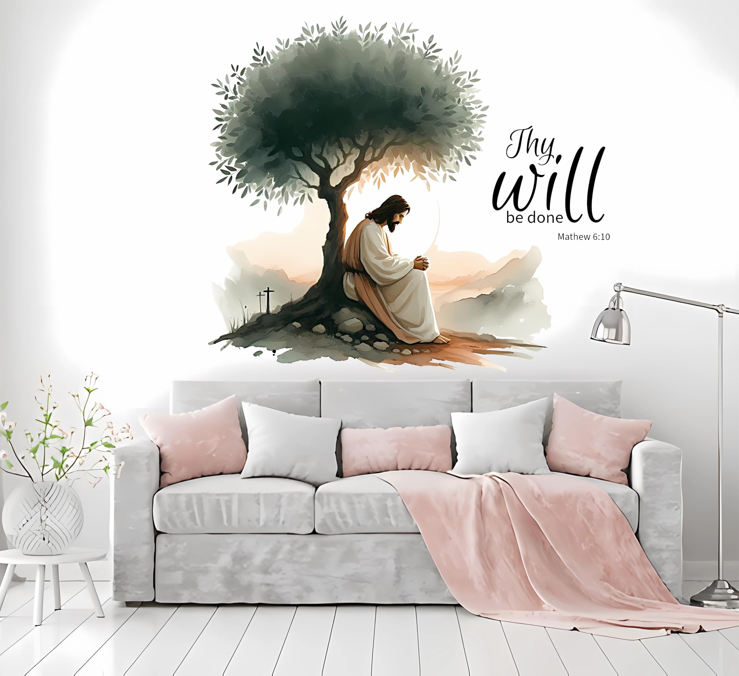 Artistic Decals Jesus Christ Wall Sticker | Thy Will Be Done Bible Verse Wall Art | Christian Vinyl Decal for Living Room, Prayer Room & Church Decor-image-49