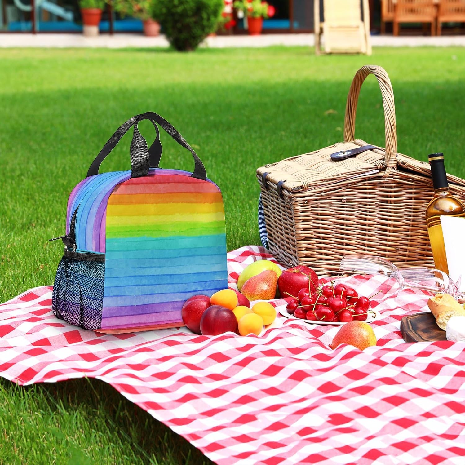 Lunch Bag Insulated Lunch Box Reusable/Washable/Durable Lunchbox Lightweight Lunch Tote Bag (Rainbow, One Size) - Image 7