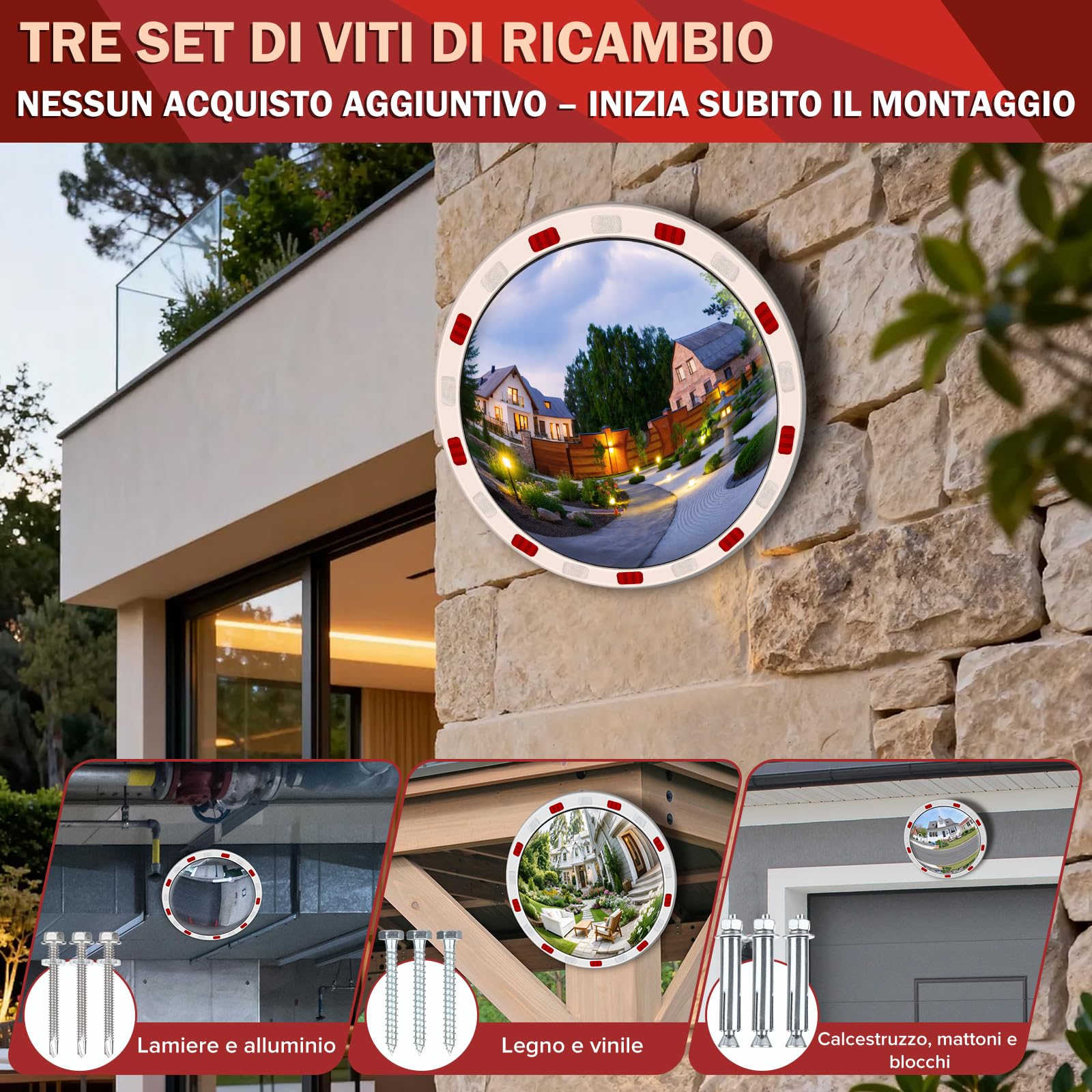 moveland 45 CM Specchio Stradale – Specchio Da Strada Acrilico Professionale: Supporto Regolabile, Facile Da Montare, Resistente Alle Intemperie E Ampio Angolo Di Visione, Ideale Per Vialetti