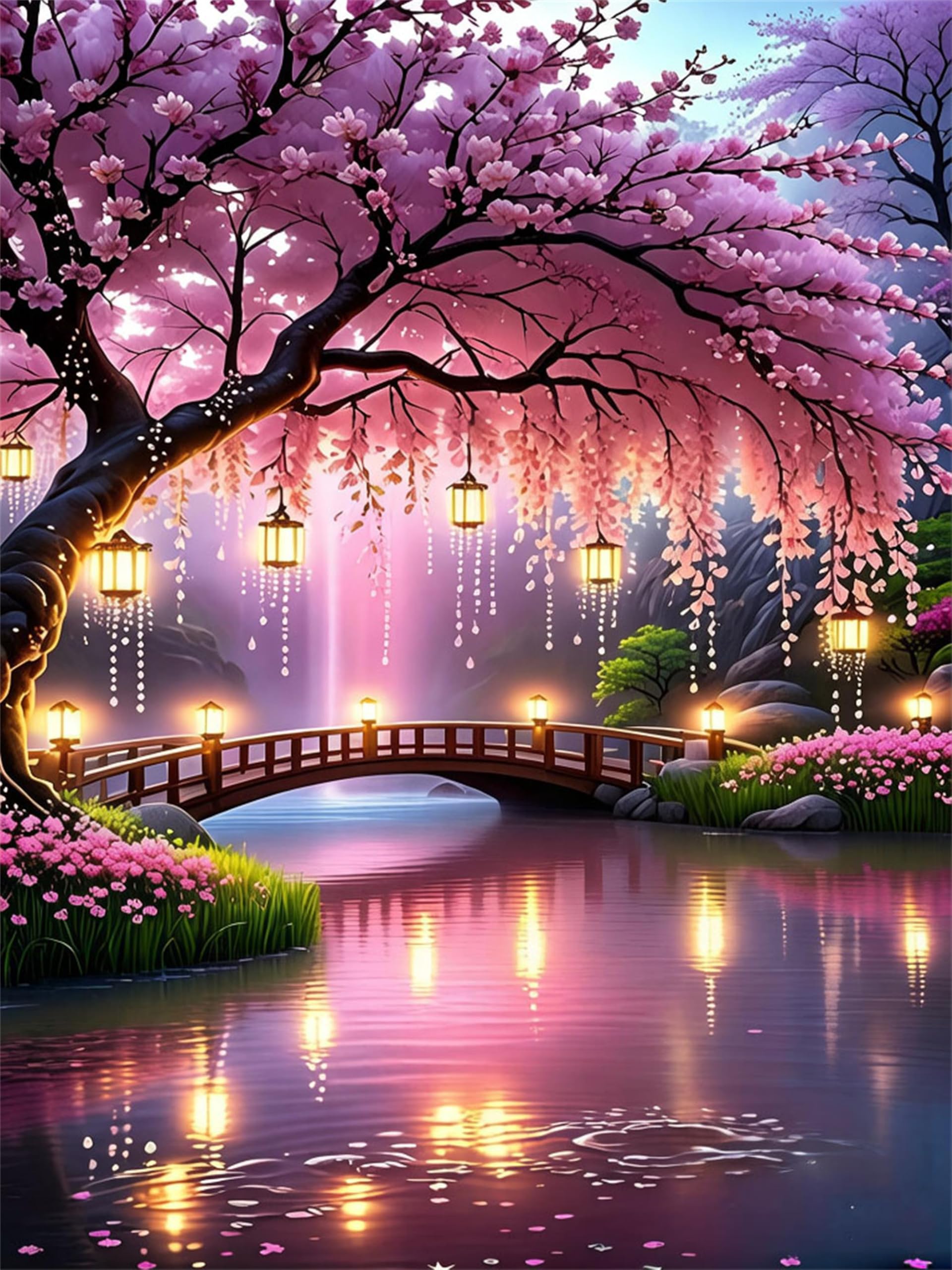 Jiqinsiye 5D Lake Diamond Painting Kit for Adults,Tree Diamond Art Kits for Beginner,Gem Art,Crystal Art Kits Full Round Drill for Home Wall Decor Gifts for Women, Men