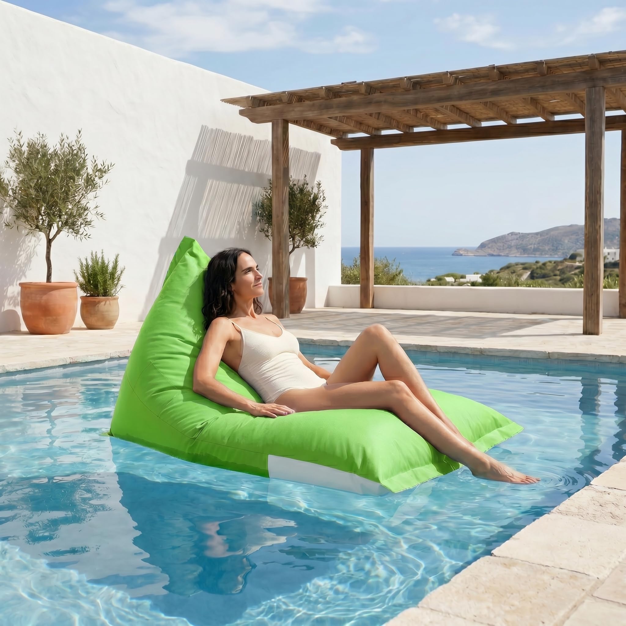 Aiire Puff Exterior Jardín XXL - Sillón Puf con Relleno Incluido para Piscina, Terraza o Porche - Funda Resistente, Desenfundable y Lavable - Tumbona Exterior Puff Gigante XXL