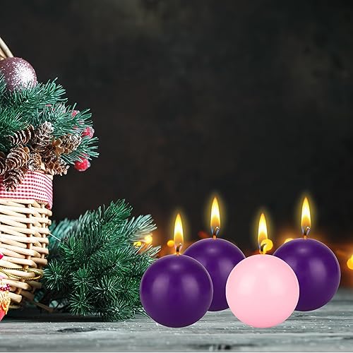 Miniatura 6 de Mega Candles Juego de 4 velas de Adviento de Navidad sin perfume, vertidas a mano, de cera de alta calidad, de 3 pulgadas de diámetro, vacaciones,