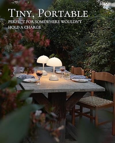 Miniatura 3 de Lámpara de mesa inalámbrica-Lámpara táctil regulable, funciona con pilas recargable, para el hogar al aire libre (blanco)