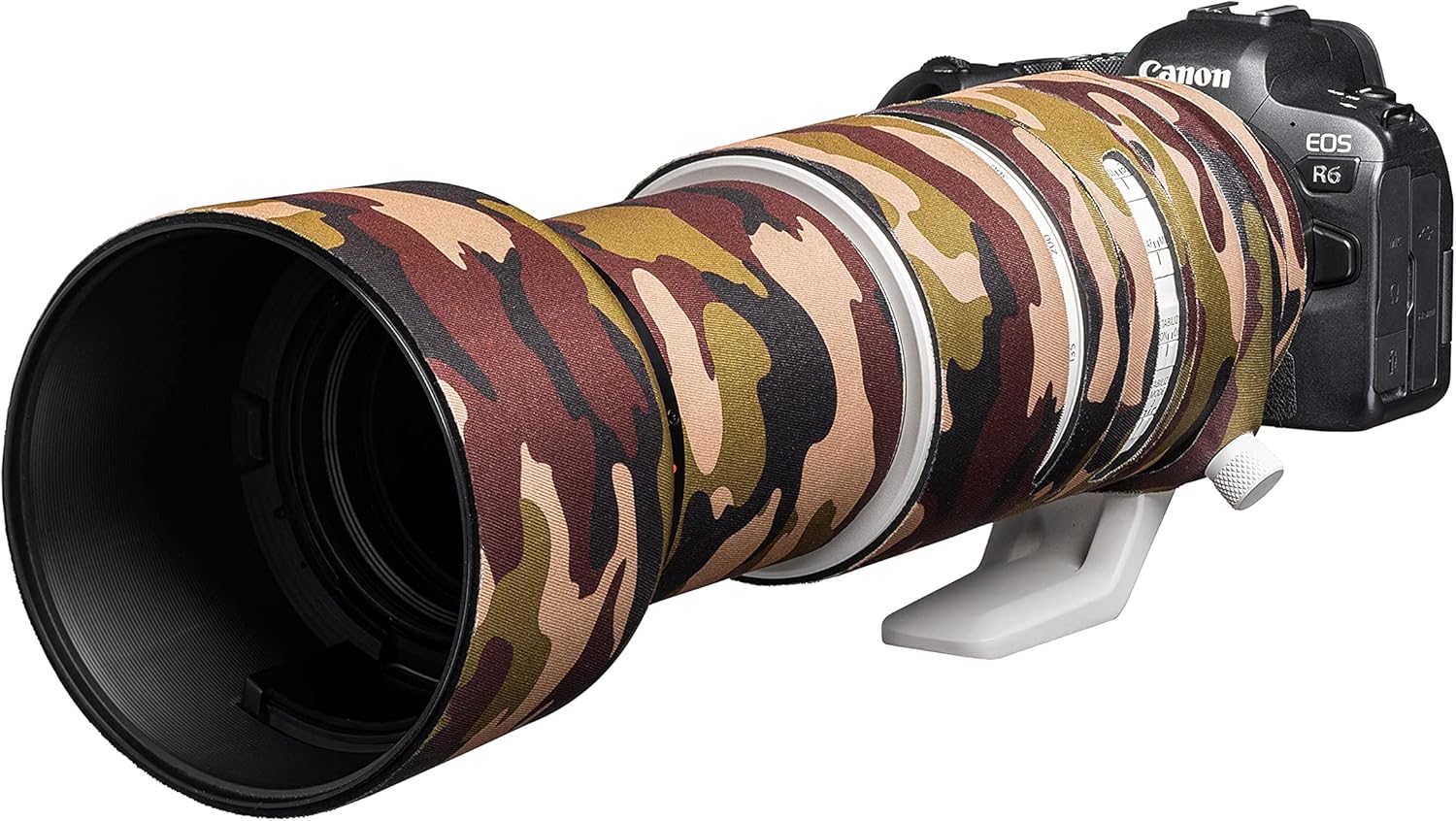 easyCover Neoprene Lens Protection Camouflage Cover Lens Protection Compatible with Canon RF 100-500 F4.5-7.1L IS USM Brown Camouflage