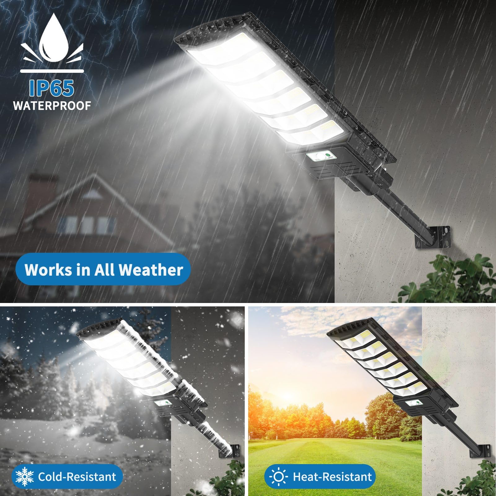 600W Solar Straßenlaterne, 6500K LED Strahler mit Bewegungsmelder Sensor, Straßenlampe Straßenleuchte Wandleuchte Wegeleuchte Außen-Sicherheitsbeleuchtung, Solarlampen für Garten Hof Garage