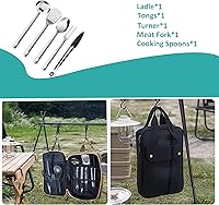 Vista 4 de Juego de utensilios de cocina para camping, accesorios de cocina al aire libre, kit de utensilios de cocina para viajes, caravanas, barbacoas, acero