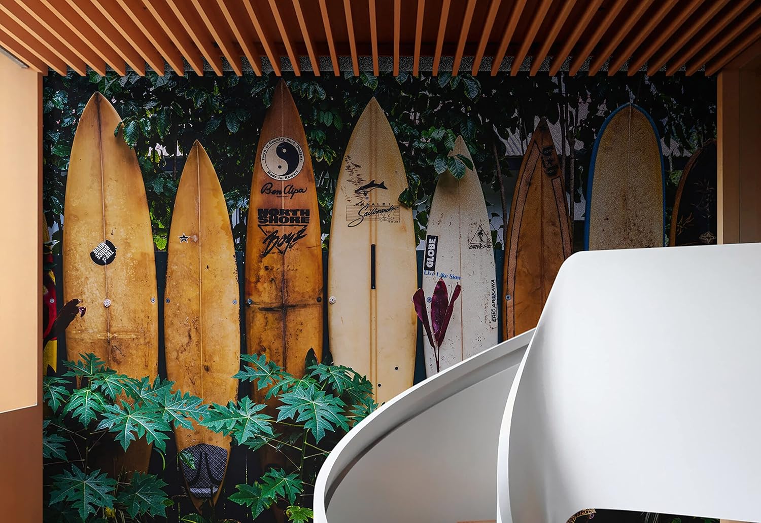 Surfboard Wall Art. Surf Wallpaper. Surf Wall Decor, Surf Wall Print, Beach Wallpaper, Surfboards in Hawaii, Tropical Theme Decor, Beach Theme Decor. #6509 (9ft Tall X 12ft Wide)