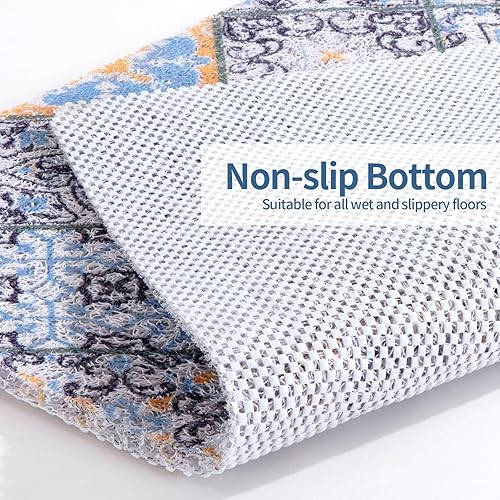Miniatura 4 de HOMBYS Tapete de ducha cuadrado antideslizante de 27 x 27 pulgadas, tapete de ducha con orificio de drenaje en el medio, tapete de ducha para ducha