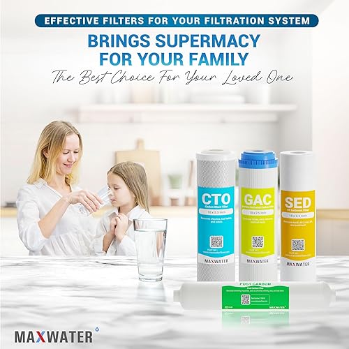 Miniatura 5 de Max Water Juego de filtros de repuesto de 5 micrones (10 x 2.5 pulgadas) para sistema de filtro de agua estándar de 5 etapas RO (ósmosis inversa) -