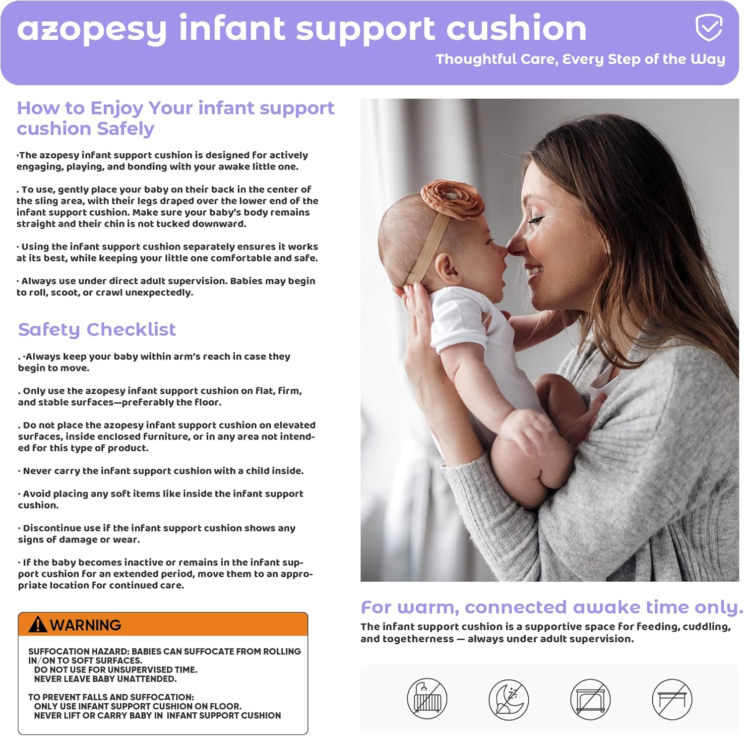 Infant Support Cushion - Baby Support Cushion for Newborn, 0-24 Months, Breathable Cotton Fabric Infant Support Cushion, Portable Newborn Essentials for Home and Travel, Pink (Cover Included)