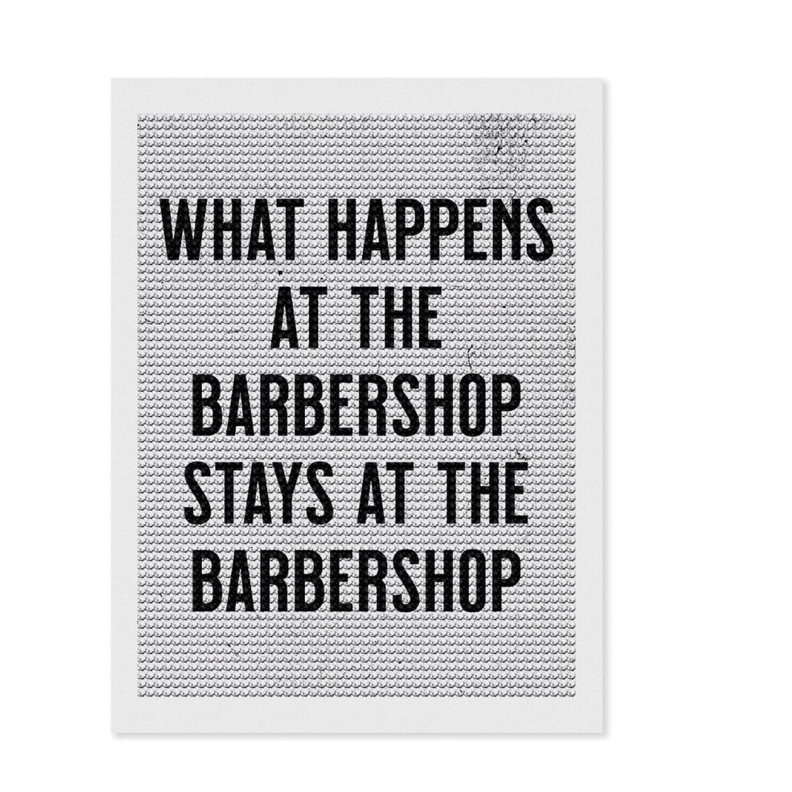 Junmoney What Happens Barbershop Diamond Art Kit 12"x16", for Craft Lovers, Sparkling Round Gems, Gift Idea, Living Room Decor, Decorate Your Room