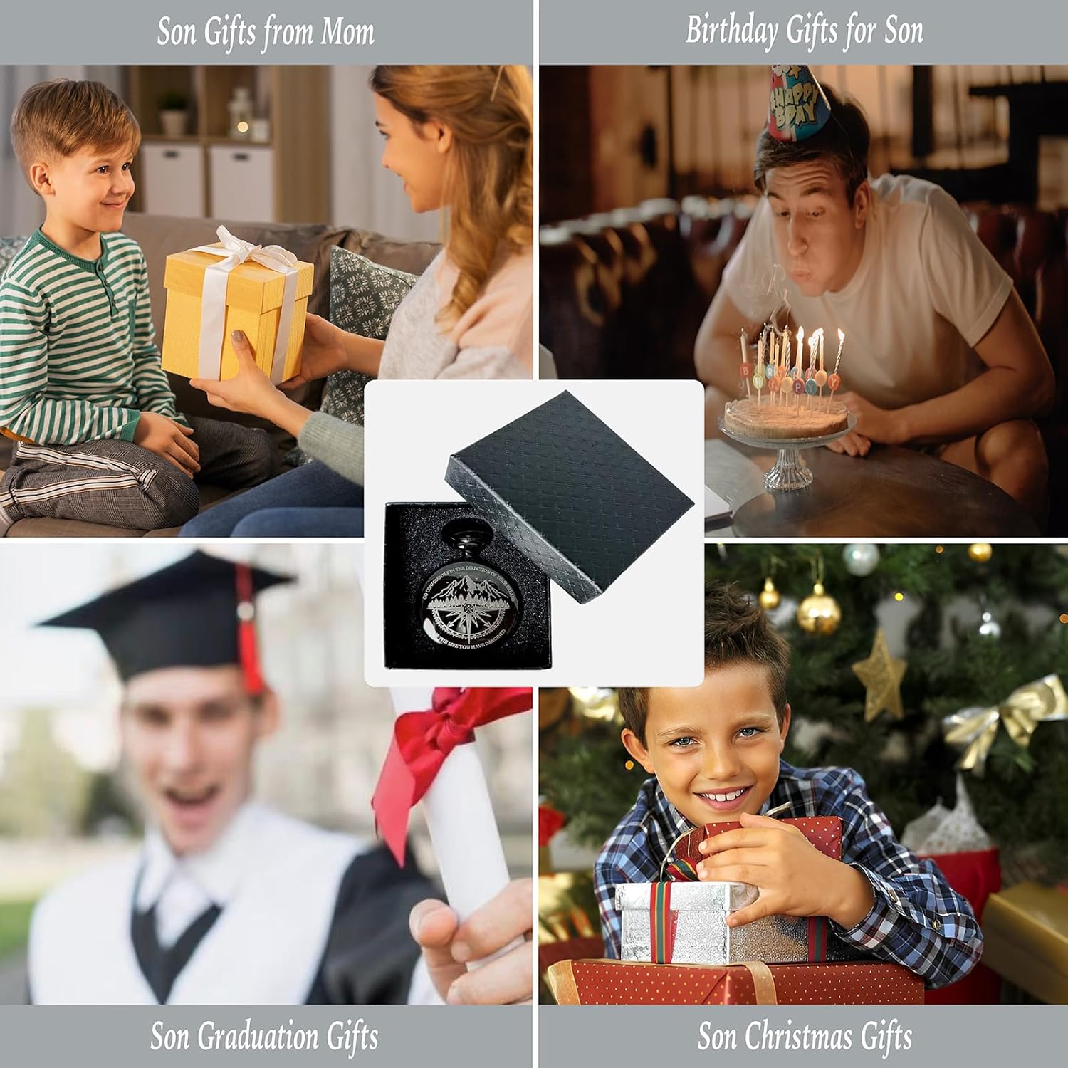 Go Confidently Pocket Compass Engraved Black with Pocket Token, Inspirational Keepsake Gifts for Nephew Son Grandson Stepson Godson Birthday Graduation Christmas