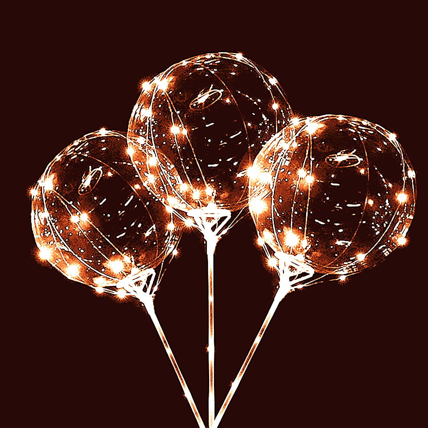 6 Packs LED Light Up BoBo Balloons with Stick, Warm White 3 Levels Flashing LED String Lights,20 Inches Bubble Balloons, Air Pump, for Christmas Birthday Party Decoration