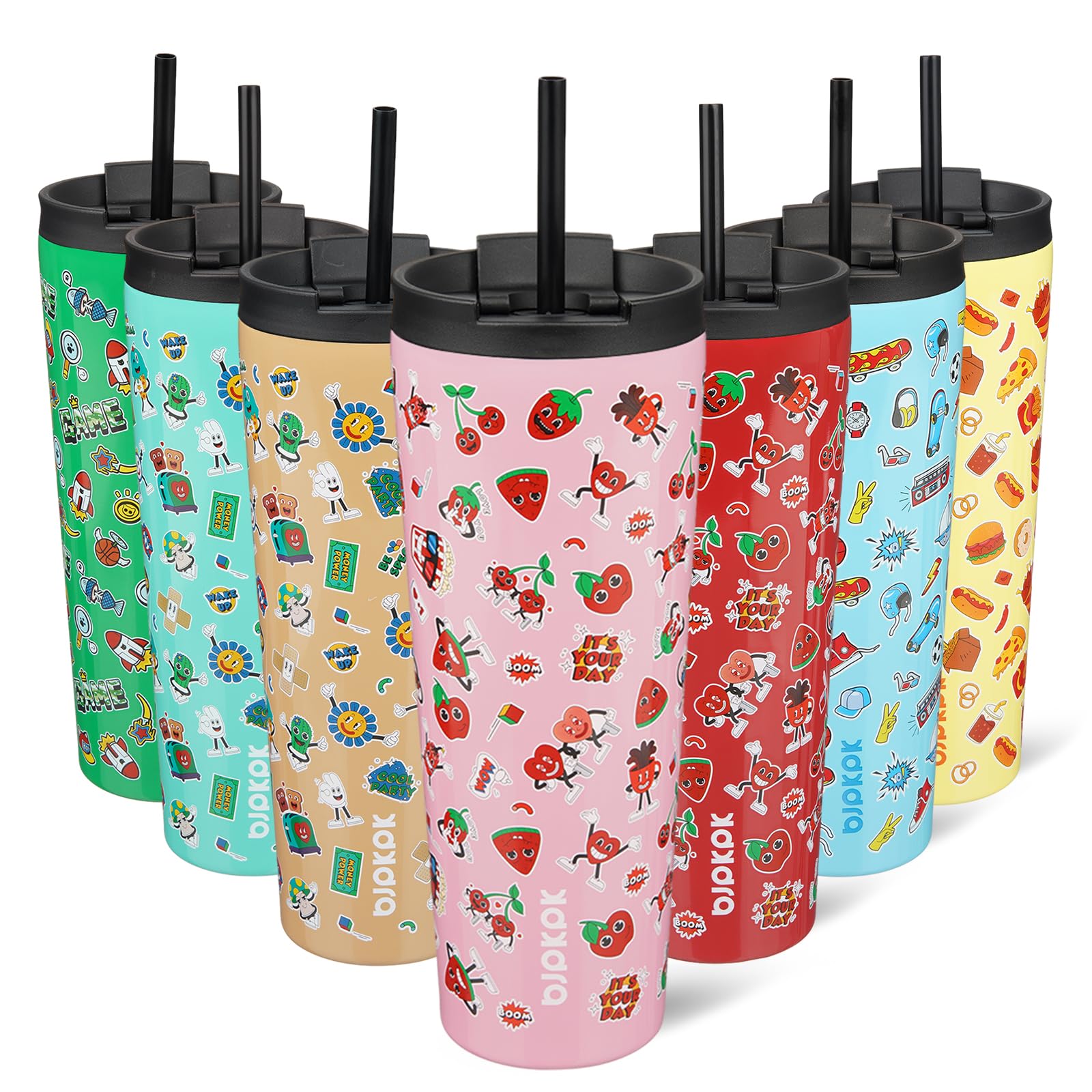 BJPKPK 26 oz Coffee Tumbler with Straw, Insulated Stainless Steel Cup