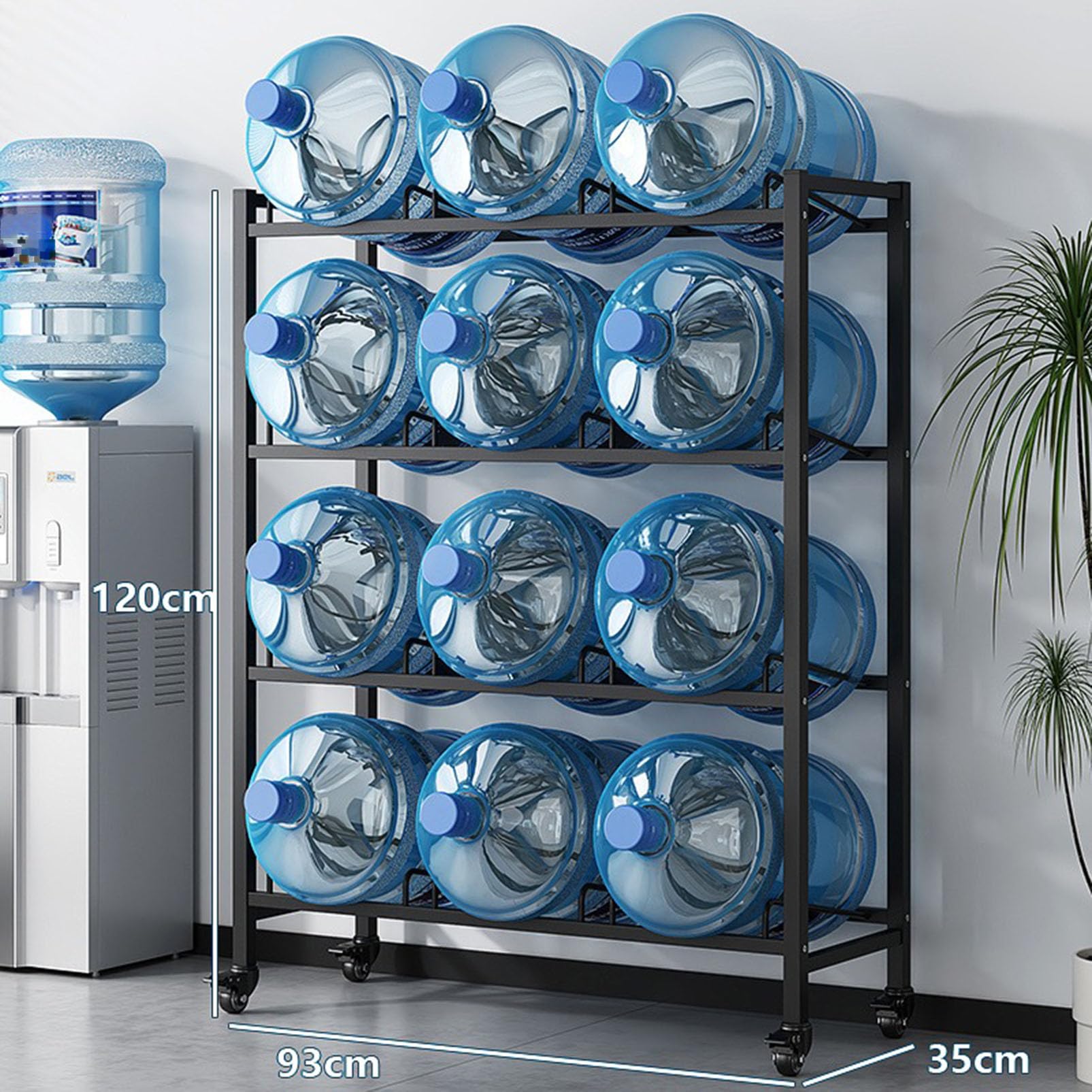 Robuster Wasserflaschenhalter mit Rädern – 1,8 l Flaschenregal für Zuhause, Büro, Fitnessstudio und Restaurant – tragbarer Kühlkrug-Organizer und Spender