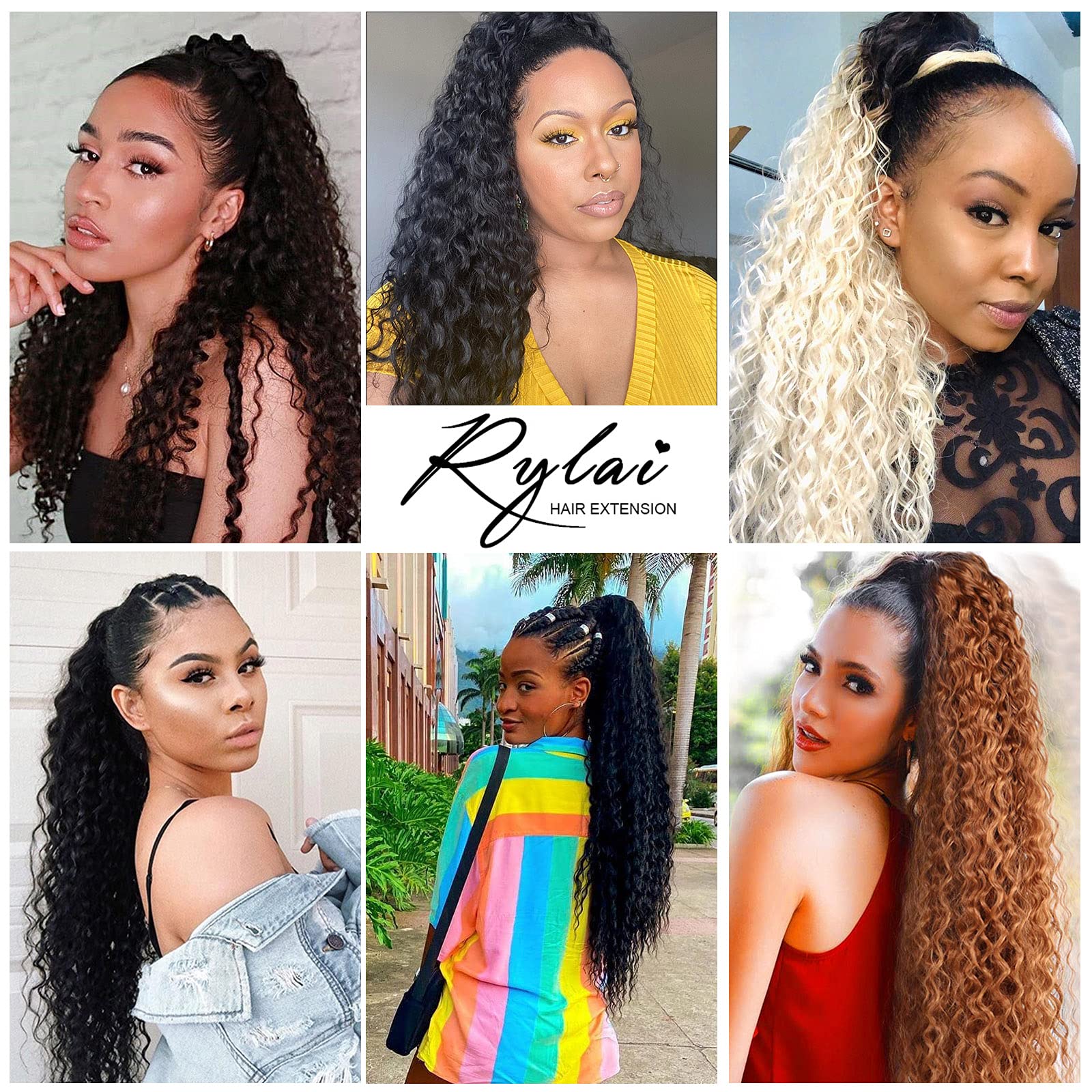 Clip-In Ponytail Extension Curly Wavy Synthetic 30 Inch Long Hairpiece Long Curly Ponytail Extension, 30 Inch Drawstring Pony Tail  main image 2