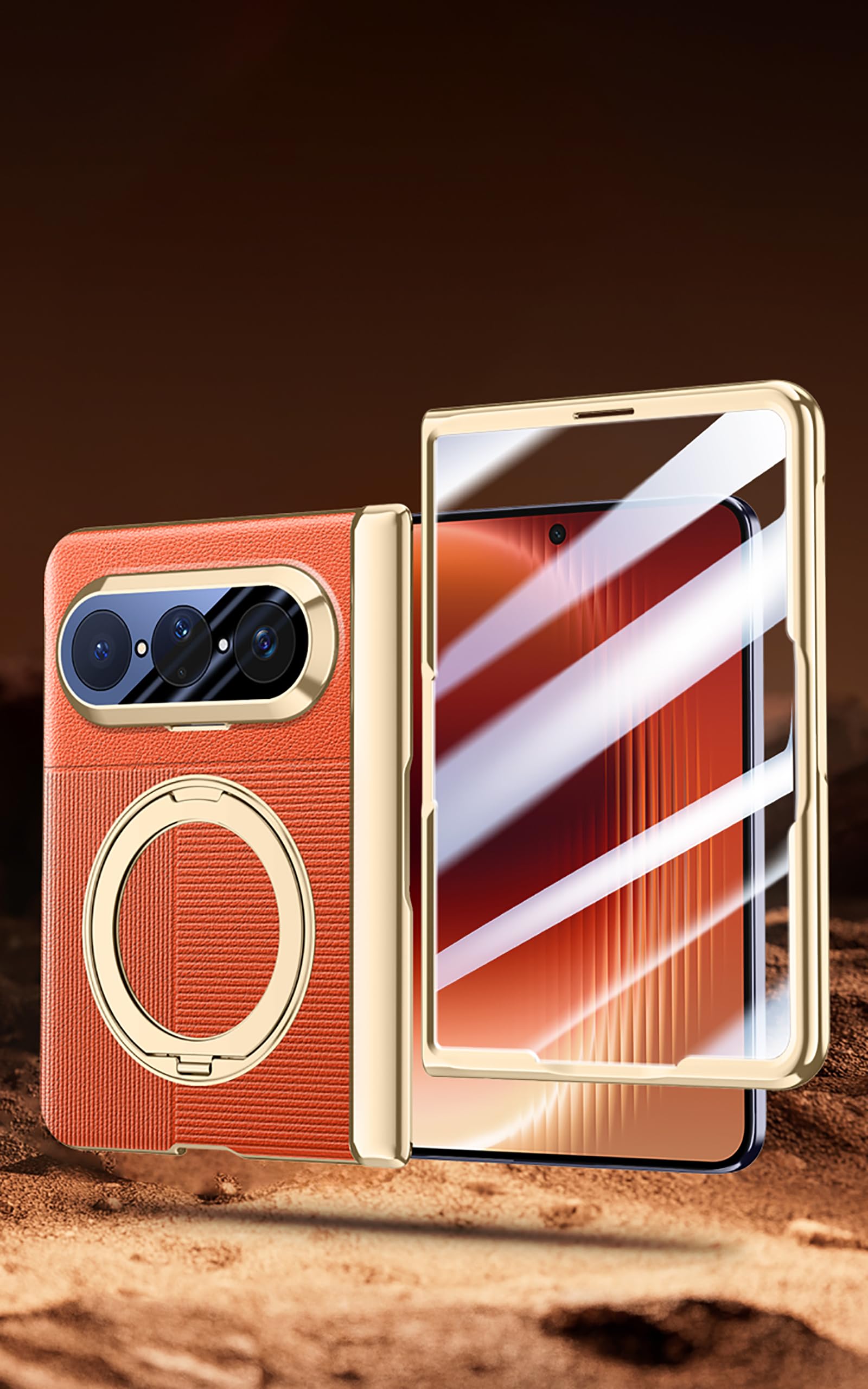 Custodia in Pelle Huawei Pura X Max,Blu 1