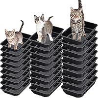 Reallnaive 30 Pack Disposable Cat Litter Boxes for Growing Kittens - 3 Sizes Black Plastic Trays, Portable Hygiene Pans for Home Travel